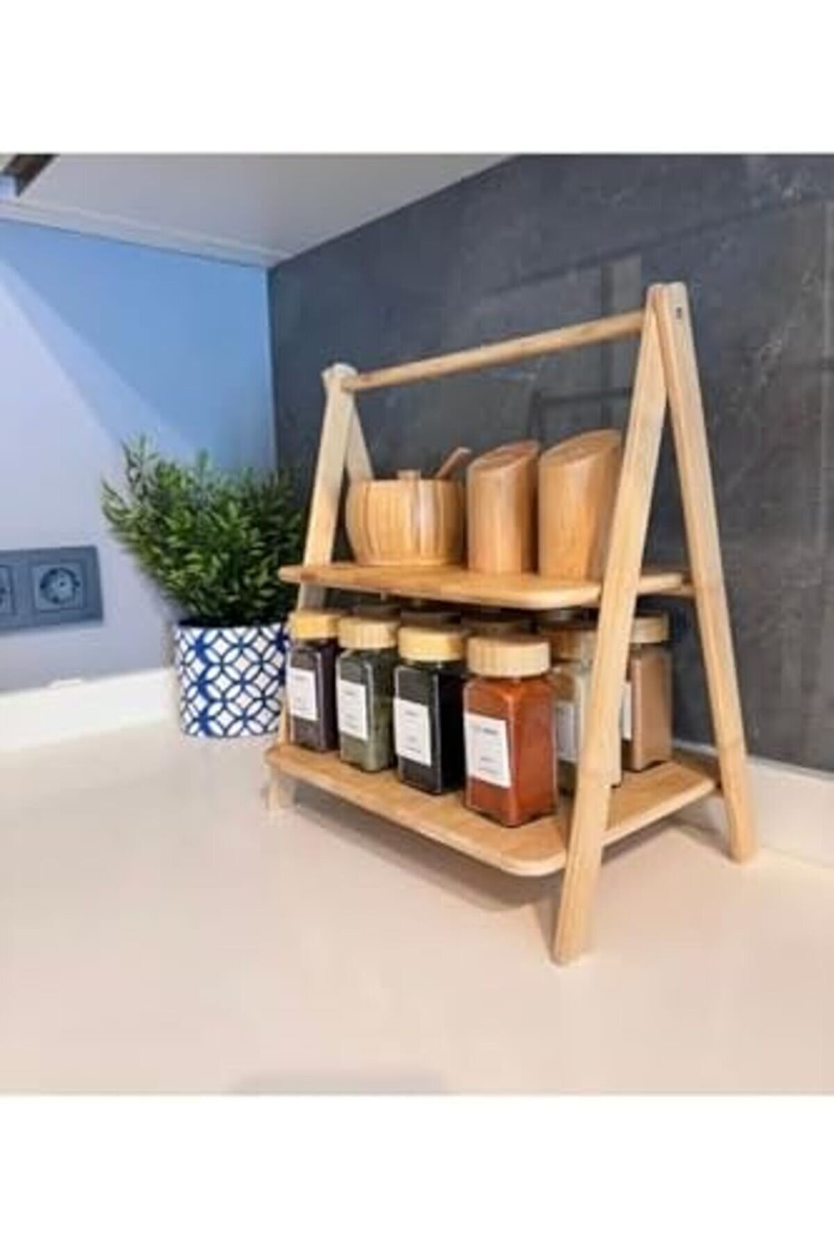 Shopverse 2 Katlı Di̇kdörtgen Bambu Servi̇s Sunum Seti̇ Büyük Boy, Kuru Pasta, Kurabi̇ye Ve Kek Sunumlar