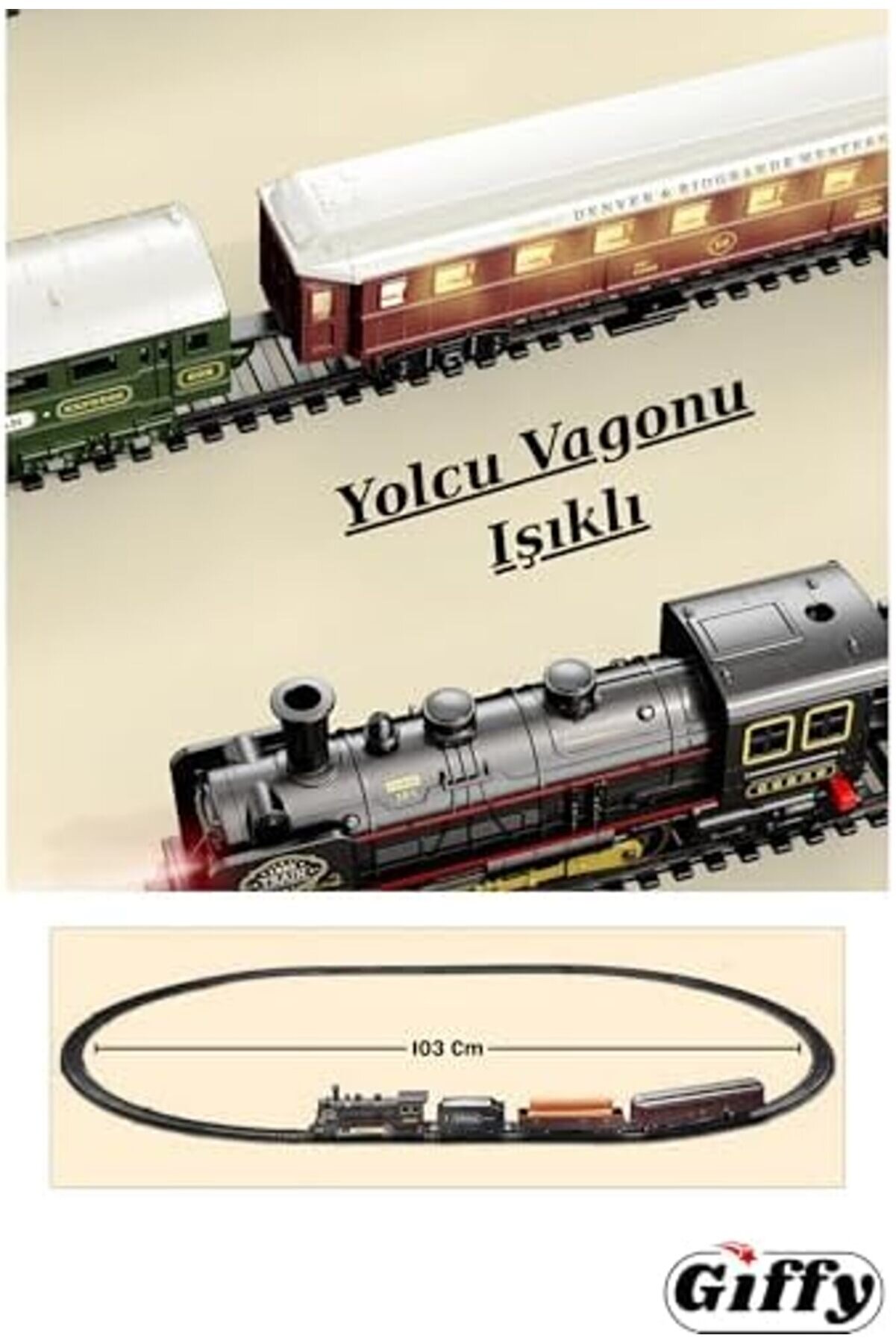 Buydash Parça Sesli̇ Ve Işıklı Eski̇ Model Tren Seti̇ Tren Işıklı 103 Cm Tren Goldshi̇ne 995340