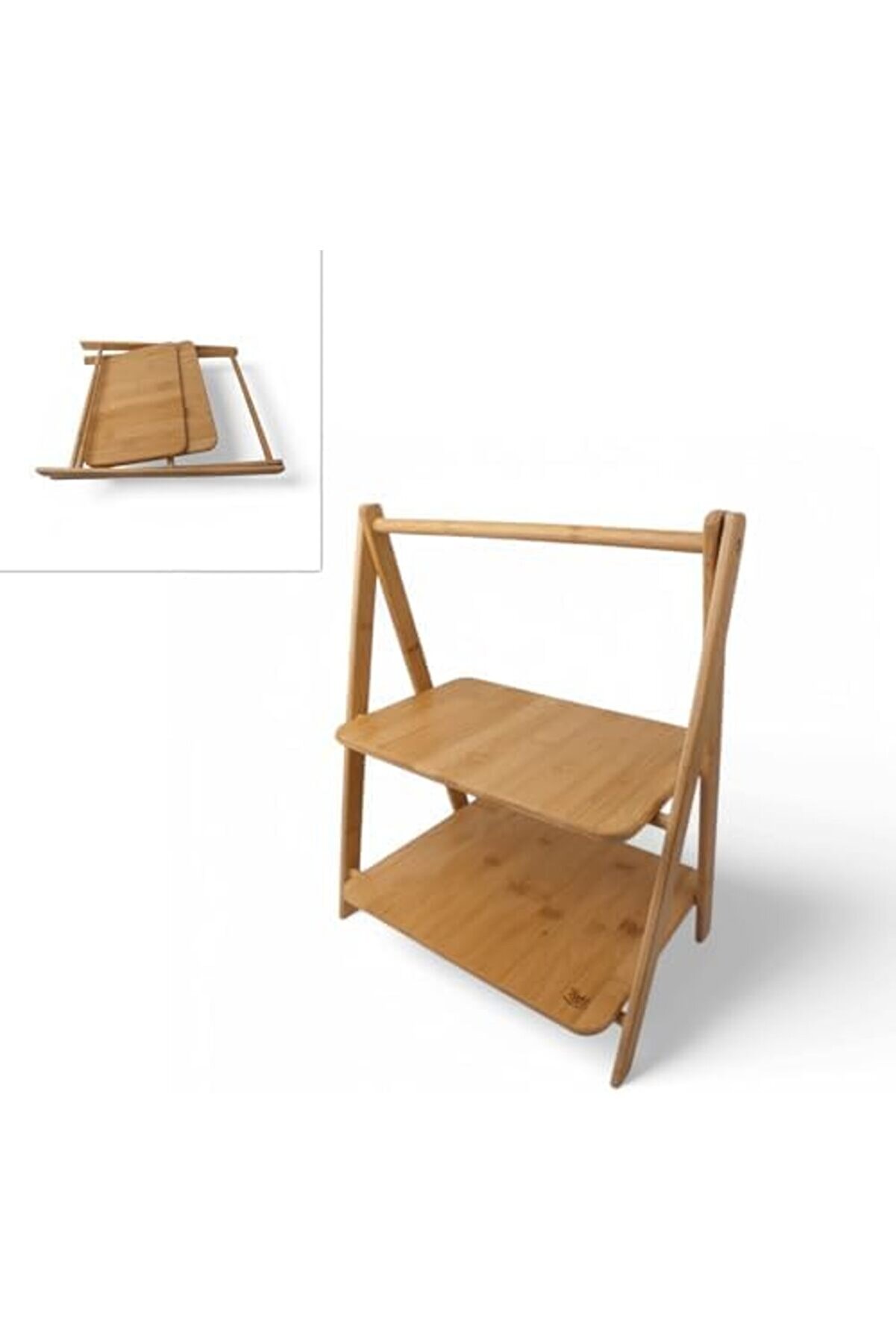 Shopverse 2 Katlı Di̇kdörtgen Bambu Servi̇s Sunum Seti̇ Büyük Boy, Kuru Pasta, Kurabi̇ye Ve Kek Sunumlar