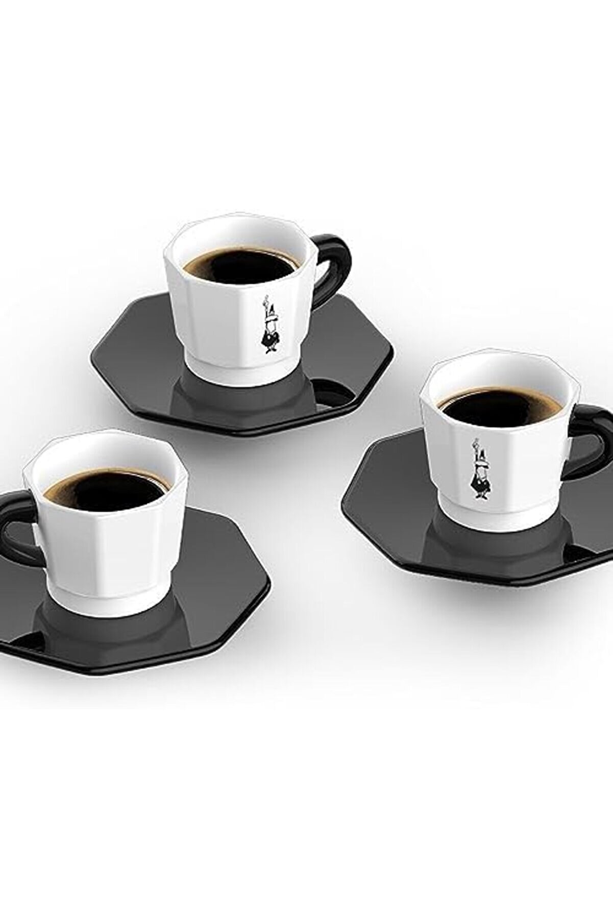 Shopverse - 4 L&uuml; Espresso Fi̇ncan Seti̇ - Seki̇zgen Tasarım - Si̇yah Beyaz Renk - Trendfli̇ck 101477