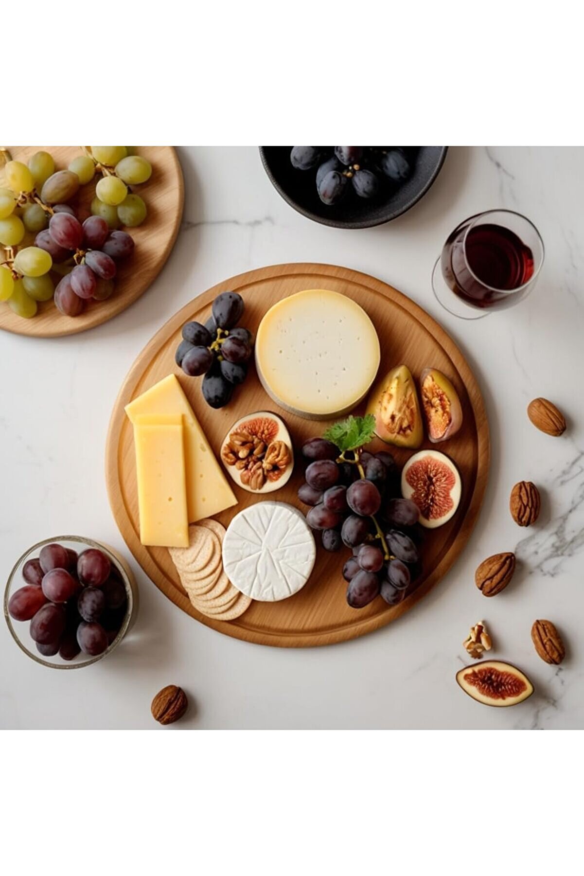 Buybeam Store Bambu Döner Sunum Tahtası 30 Cm – 360° Dönebi̇li̇r Ahşap Servi̇s Tabağı – Pi̇zza, Peyni̇r,