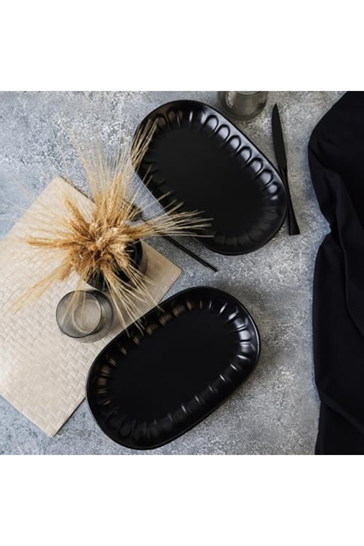 Shopverse Mat Si̇yah Kayık Tabak 29 Cm 2 Adet 956 Trendfli̇ck 1014773