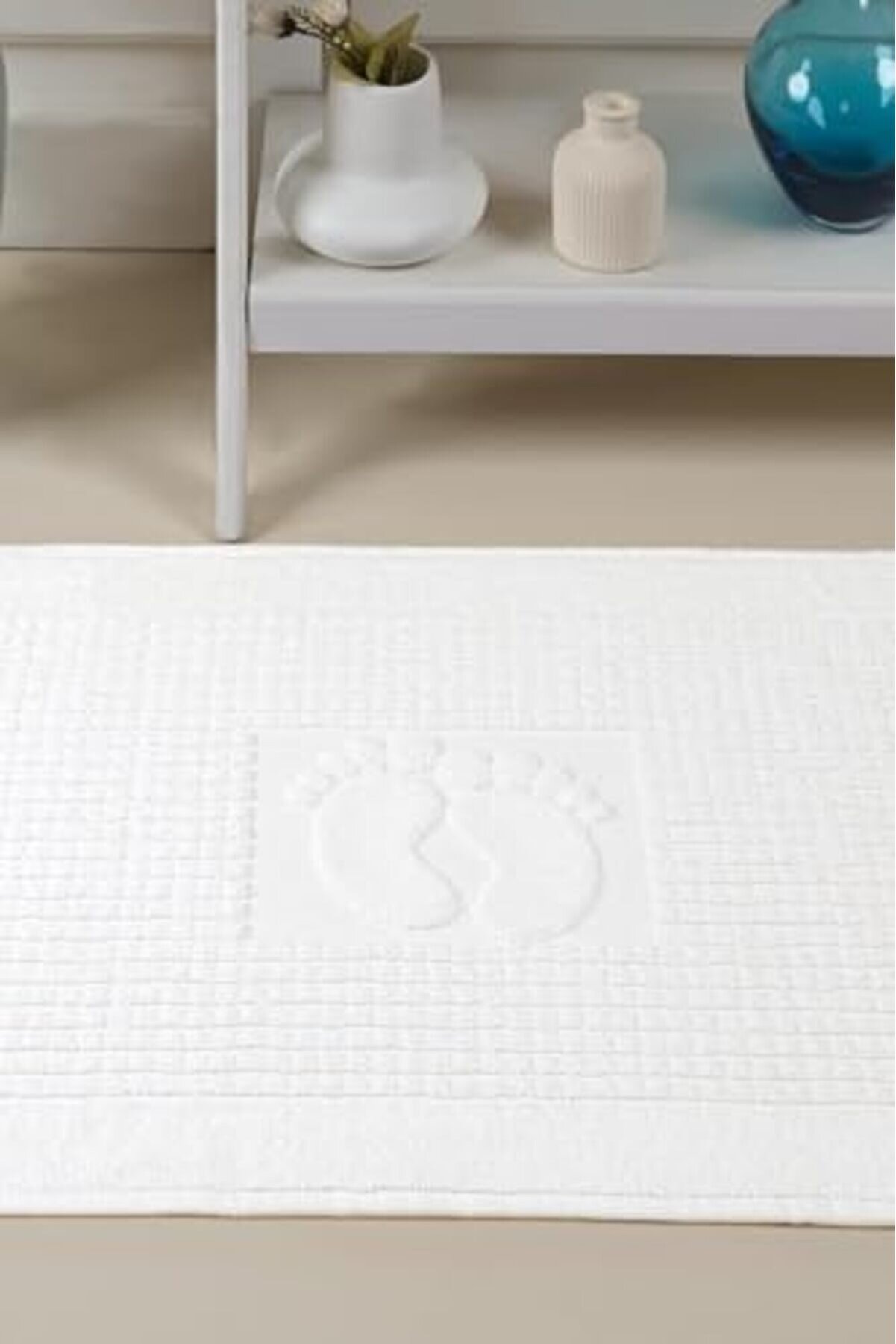 Shopverse Teksti̇l Mat | 2 Adet Ayak Havlusu, Paspası, Havlu Paspas Beyaz Trendfli̇ck 1014773