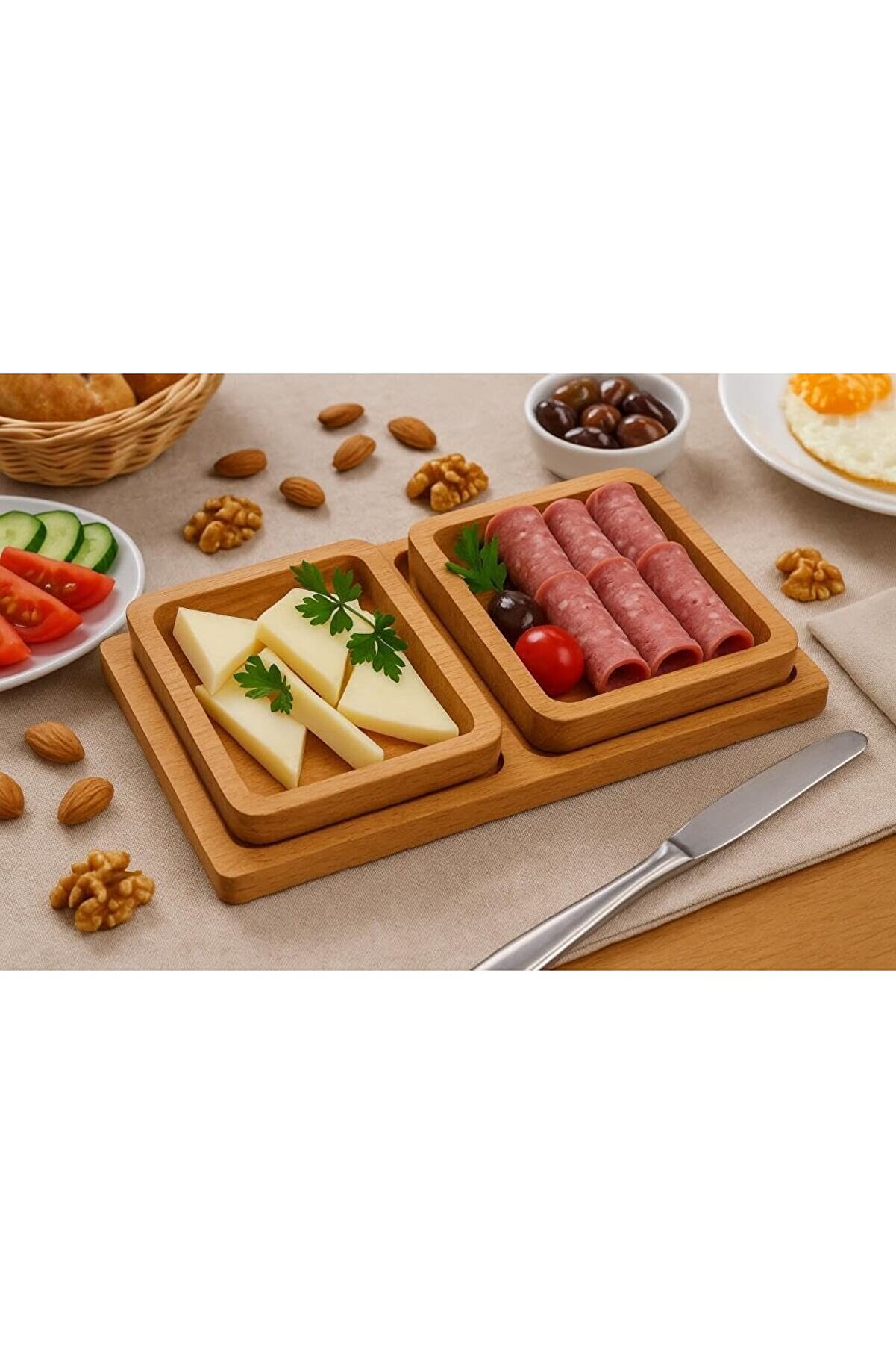 STOREMAX shopverse Ahşap Çerezlik ve Kahvaltılık – Tepsili 2 Kaseli Sunum Tabağı T34 trendflick 1014773
