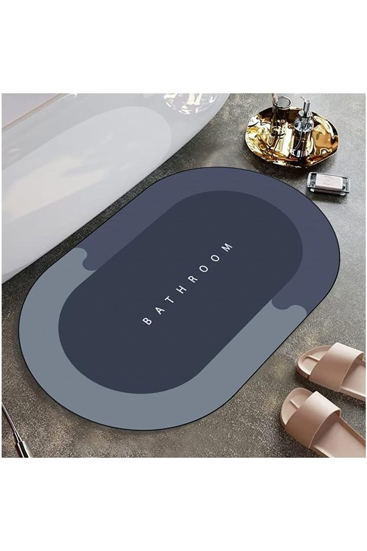 STOREMAX shopverse Paspası Süper Su Emici Kaymaz Tabanlı Paspas Paspası Oval Diatomit Paspas Süper Emici Pasp