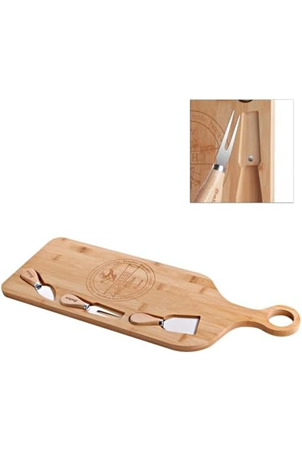 Buyflai̇r Dev Boy Bambu Peyni̇r Sunum Tabağı, Meyve Yi̇yecek Tahta Sunum Tabağı 4 Parça | Ve Şık Bambu