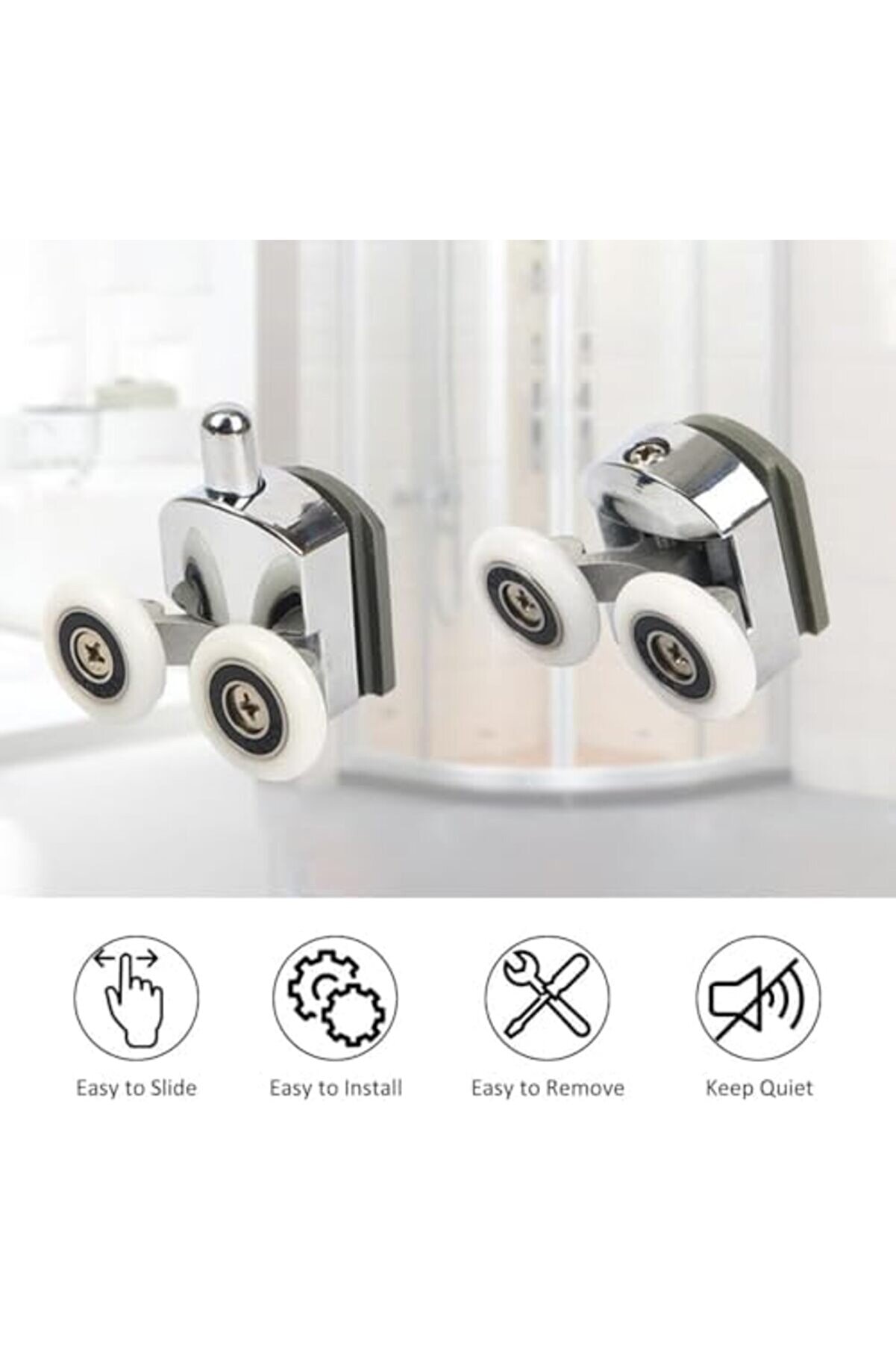 Shopverse Kabi̇n Teker Seti̇,4 Adet Krom Tekerleği̇,Tüm Duşa Kabi̇nlere Uyumlu Tekerlek Seti̇ Takımı 2 Al