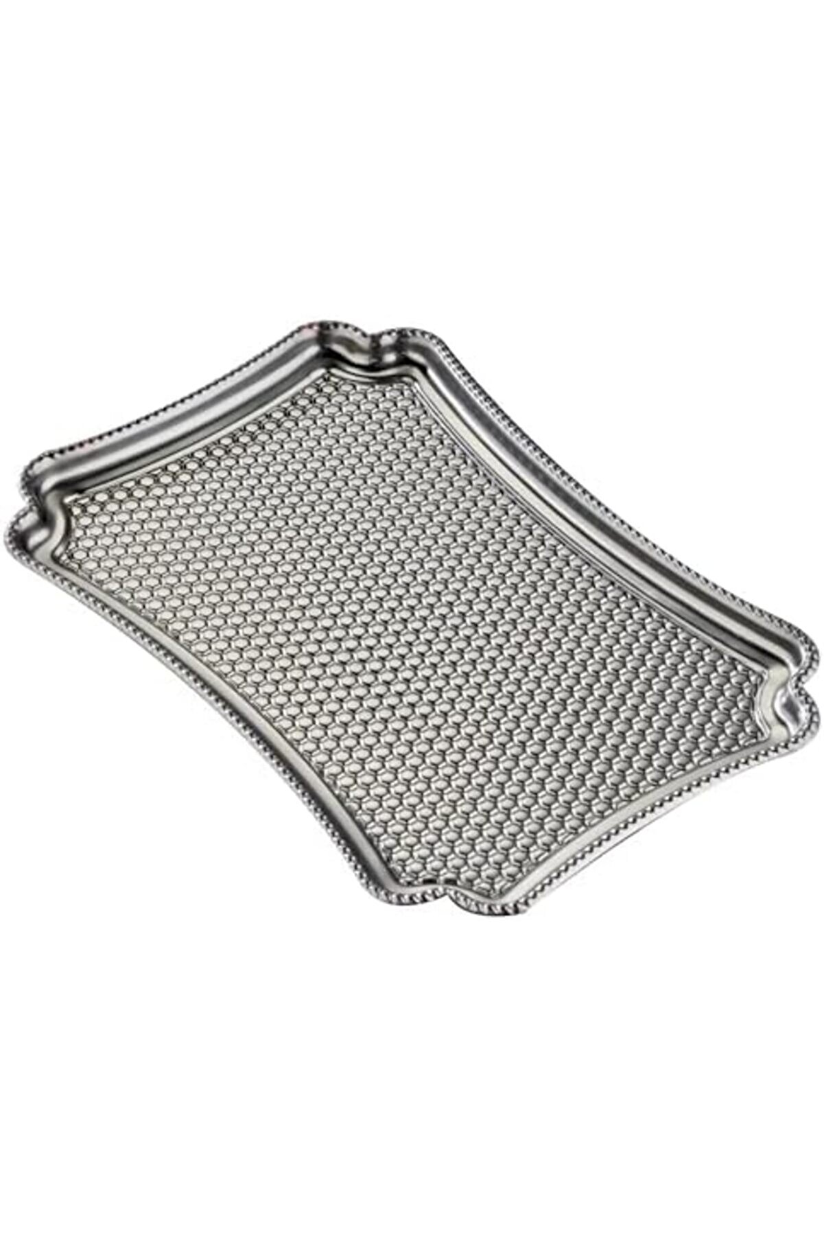 Shopverse Çeli̇k Servi̇s Tepsi̇si̇, Parmak İzi̇ Yapmaz, 28X19 Cm Trendfli̇ck 1014773