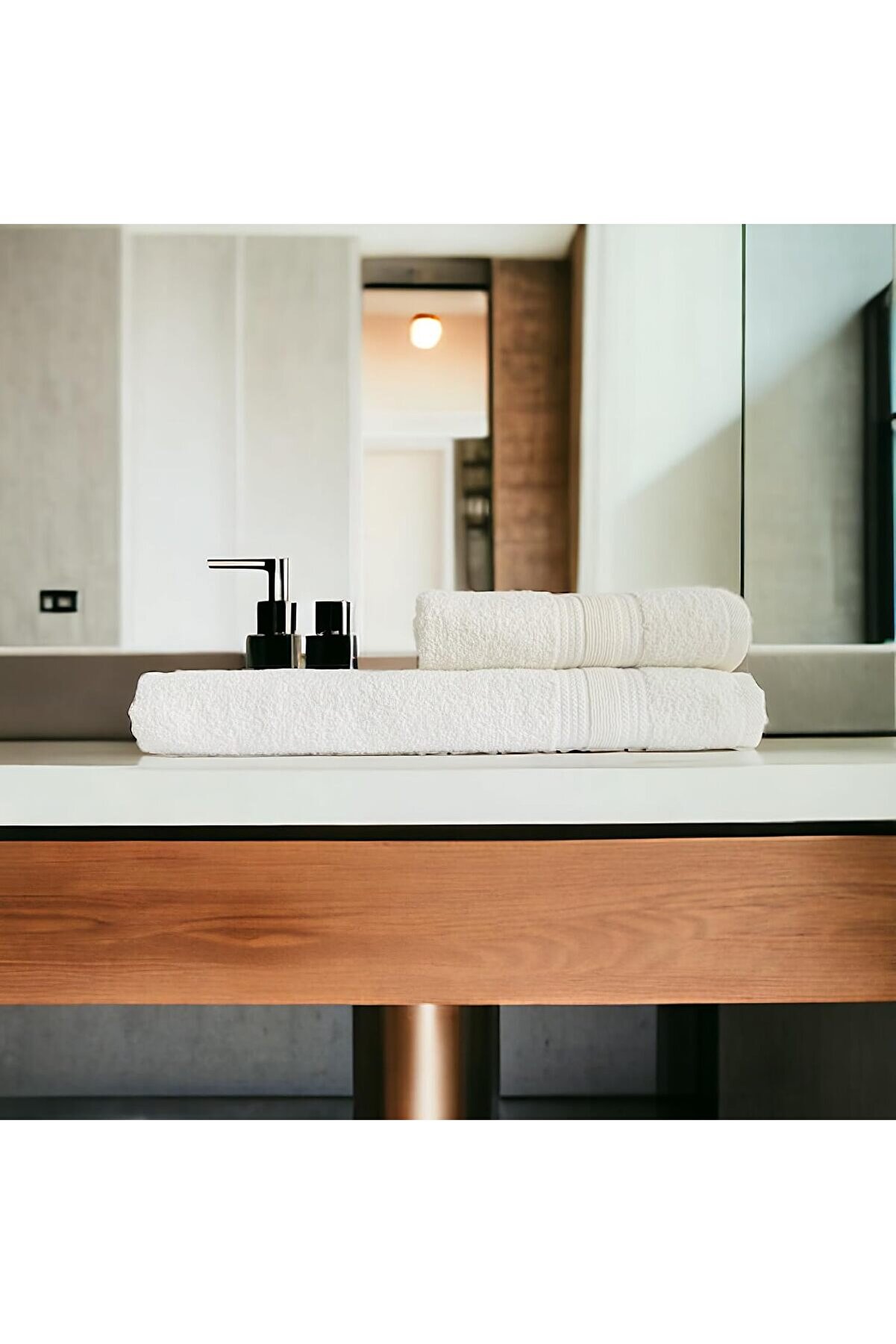 STOREMAX shopverse %100 Havlu Takımı Vücut Havlusu 90x140 cm, Baş Havlusu 50x80 cm, Ekstra Yumuşaklık (Krem)