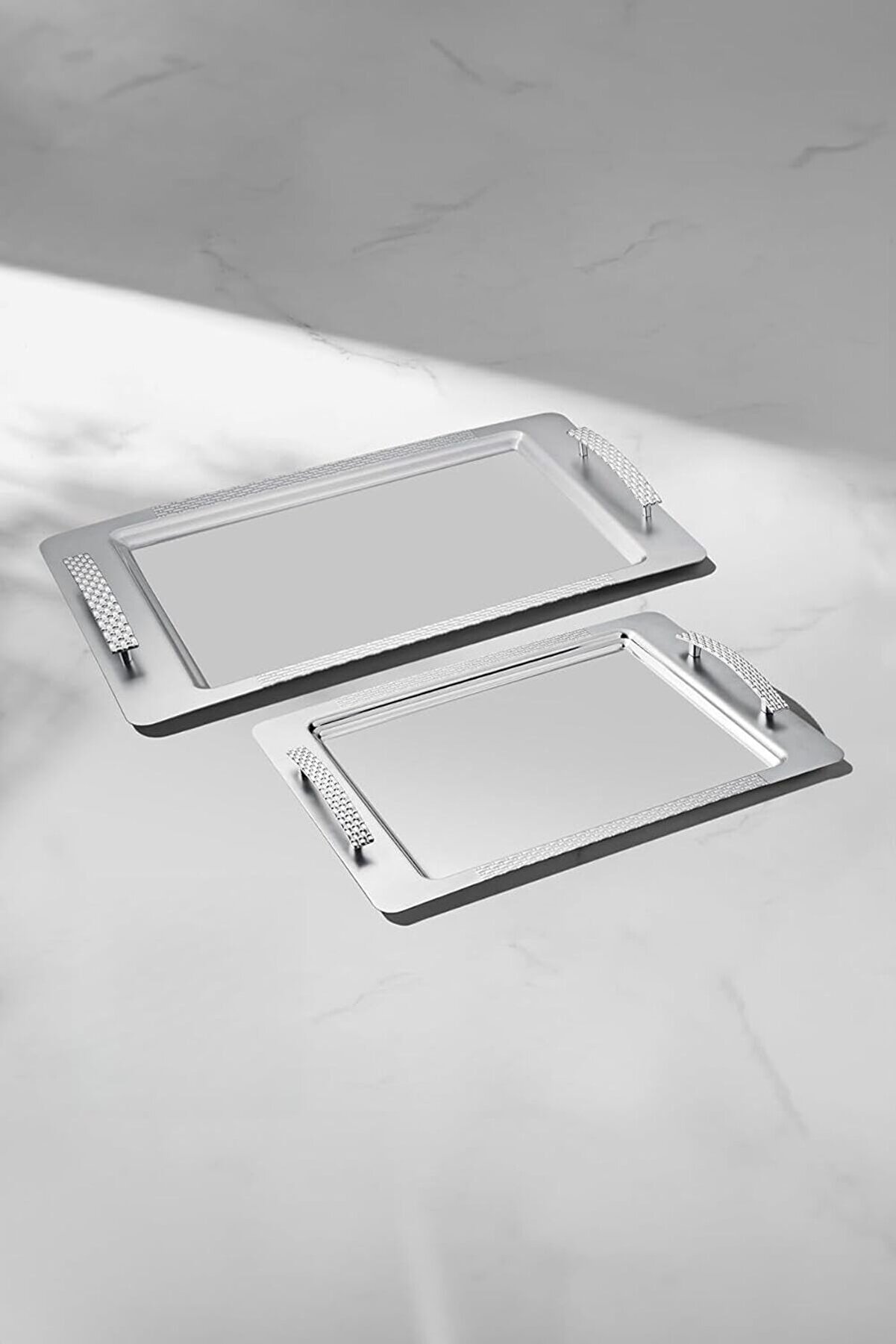 STOREMAX shopverse Sırma 2'li &Ccedil;elik Tepsi Seti trendflick 1014773