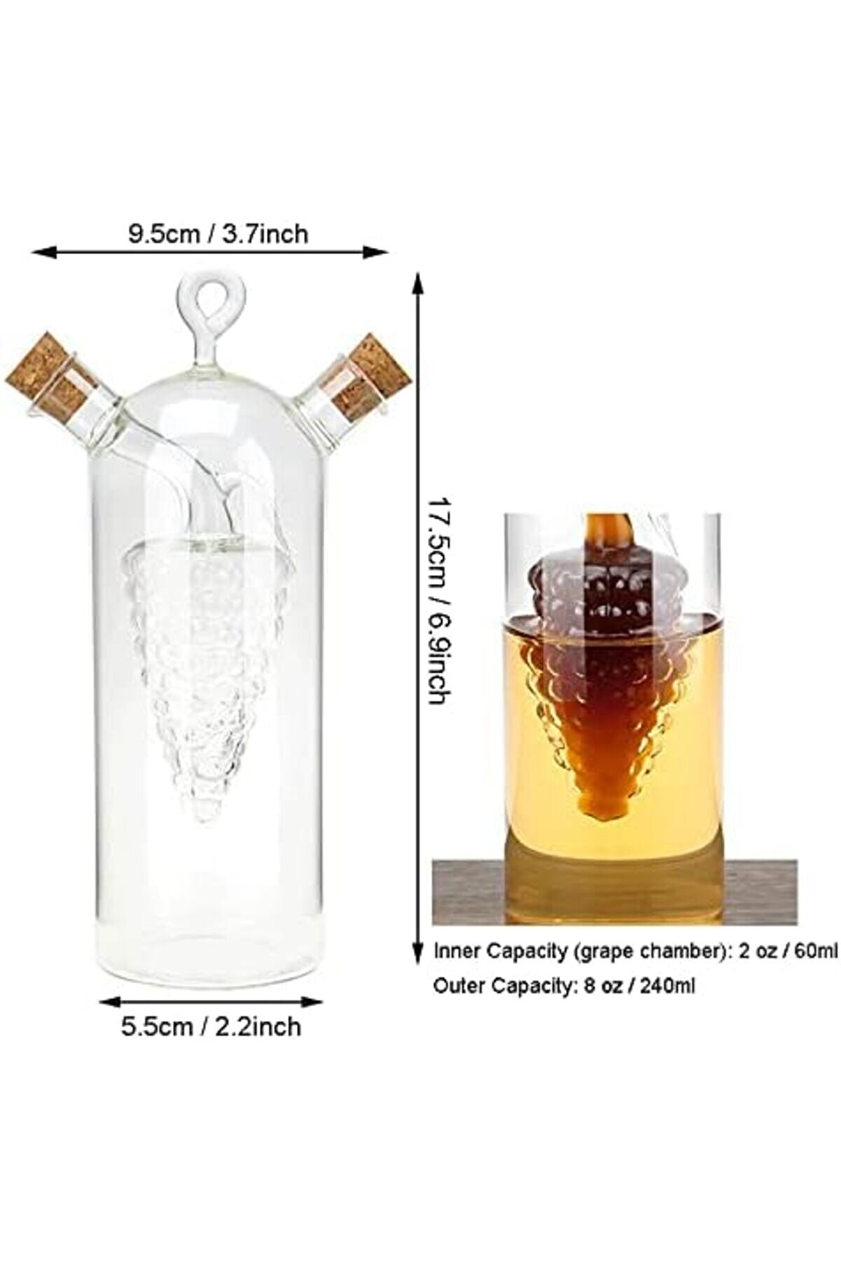 Shopverse 2 Si̇ 1 Arada Zeyti̇nyağı Si̇rke Sebi̇li̇, Şeffaf Cam Si̇rke Ve Yağ Şi̇şeleri̇, Çi̇ft Dökme Ağ