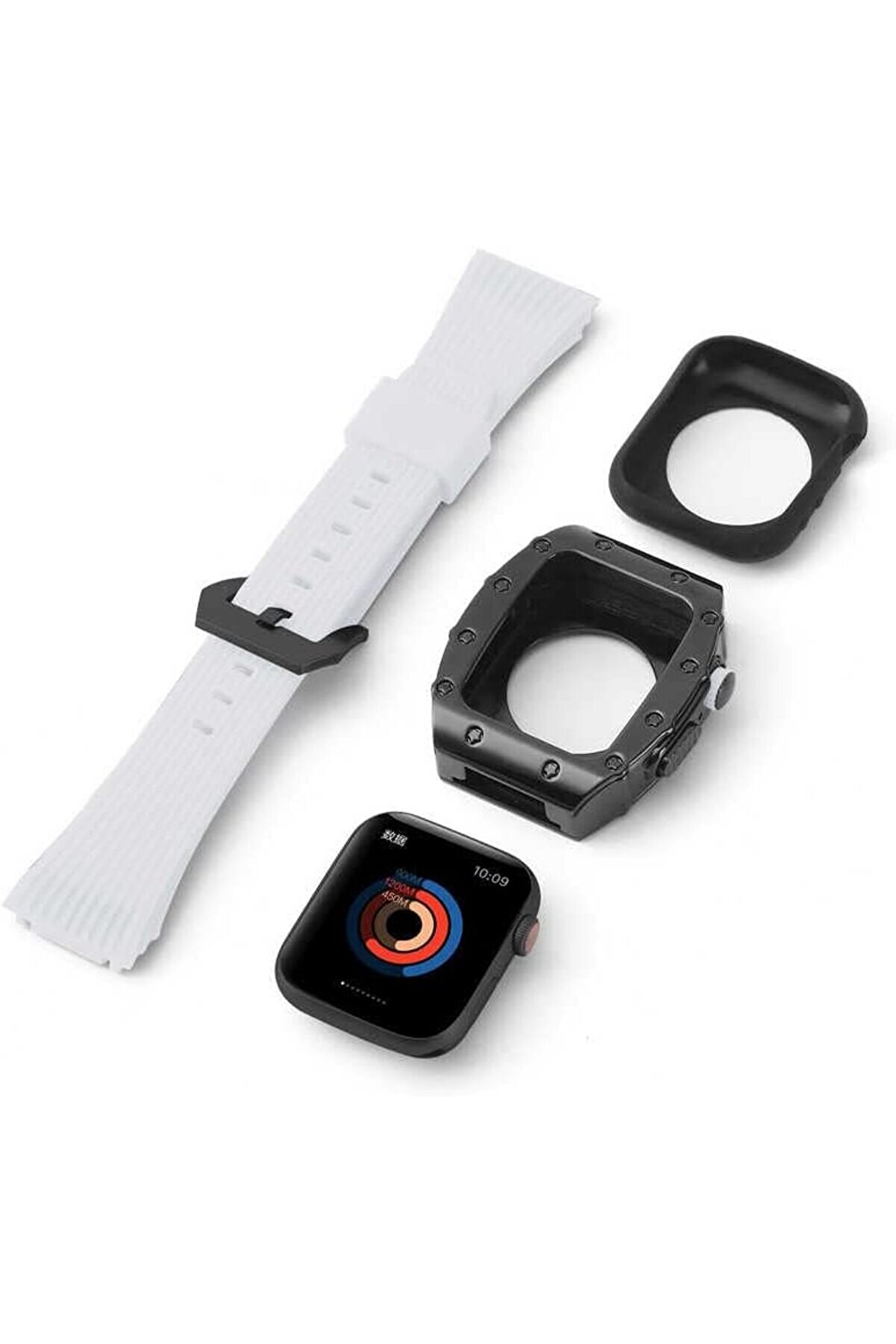 Shopverse İle Uyumlu 44Mm Krd-65 Kordon Beyaz-Si̇yah Trendfli̇ck 1014773