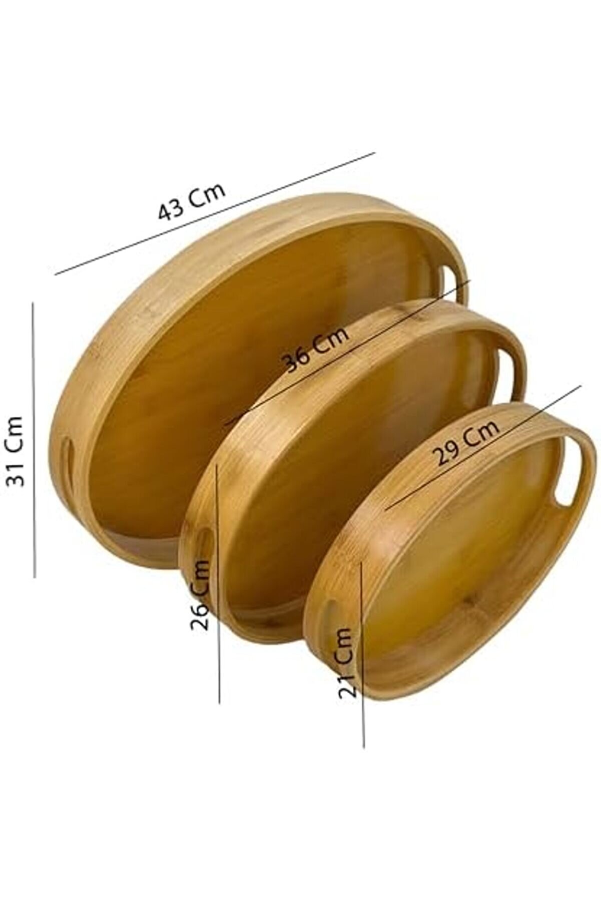 Bambu 3 Lü Tepsi̇ Seti̇ – Sunum, Çay Ve Servi̇s Tepsi̇si̇, Bambu Ahşap Tepsi̇ Takımı, Şık Ve Dayanıkl