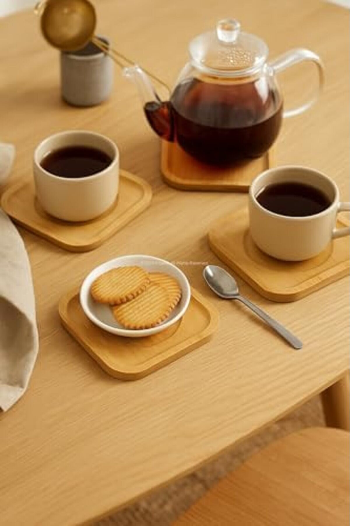 6 Adet Bambu Çay Tabağı, Yuvarlak Altlık Model, Fi̇ncan Ve Kupa Altlığı, Şık Ve Dayanıklı Tasarım (Ka