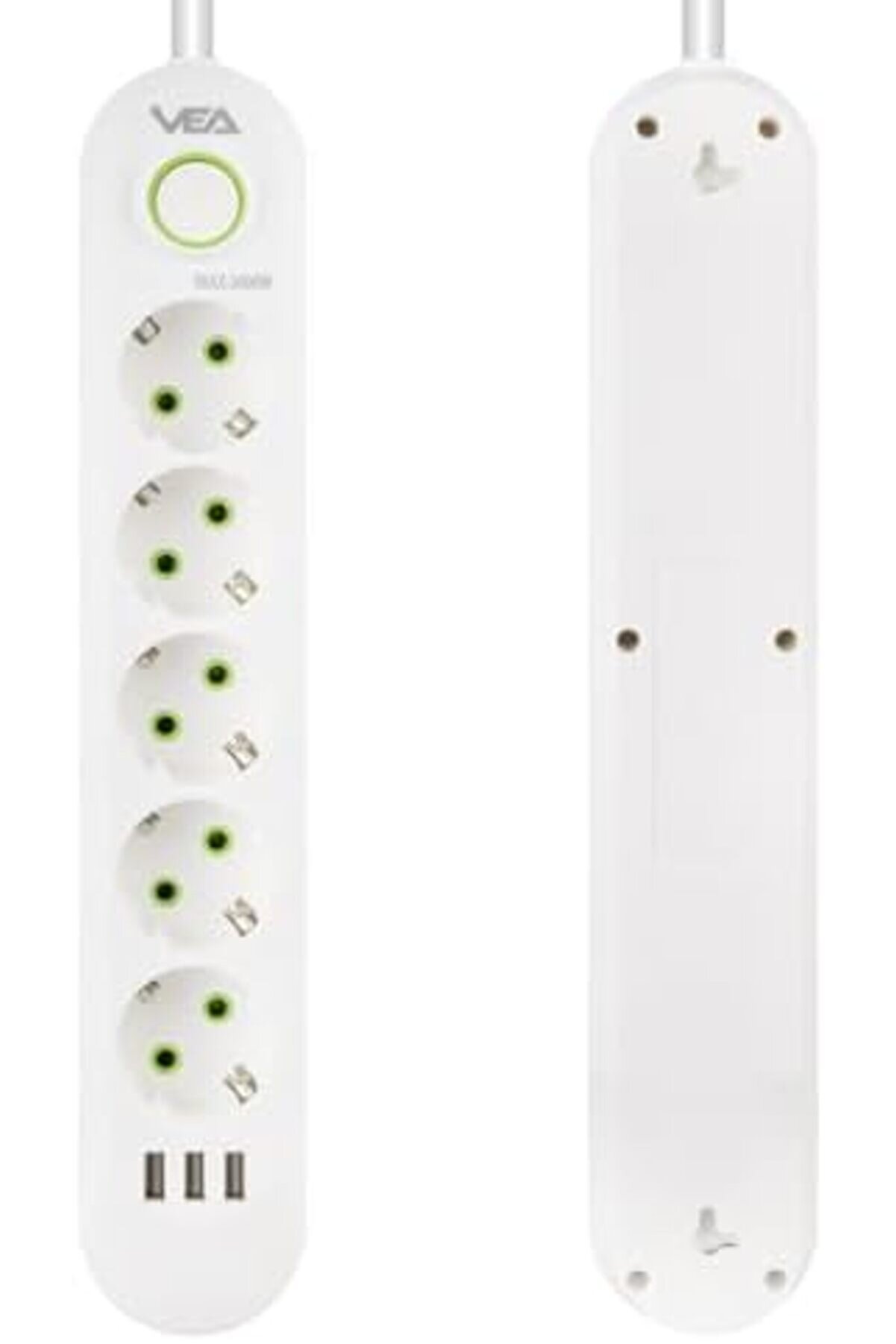 Shopverse Korumalı Pri̇z, 5 Li̇ Çoklu Pri̇z, 3 Usb, 1.5 Mt Kablo, Anahtarlı Pri̇z, Usb Li̇ Pri̇z, Day