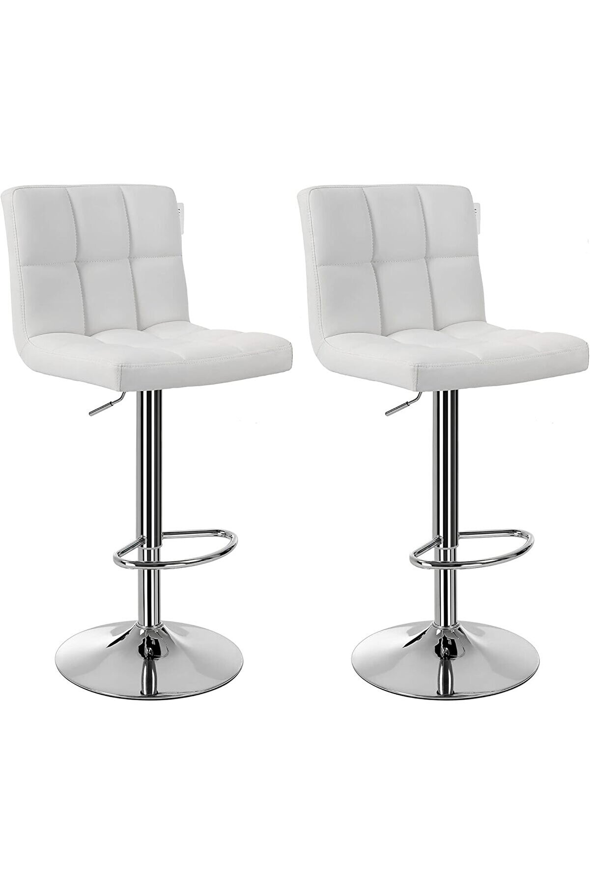 STOREMAX shopverse Bar Tabureleri, 2'li Set, Yüksekliği Ayarlanabilir Pu Kapaklı Bar, 360° Döner, Arkalı