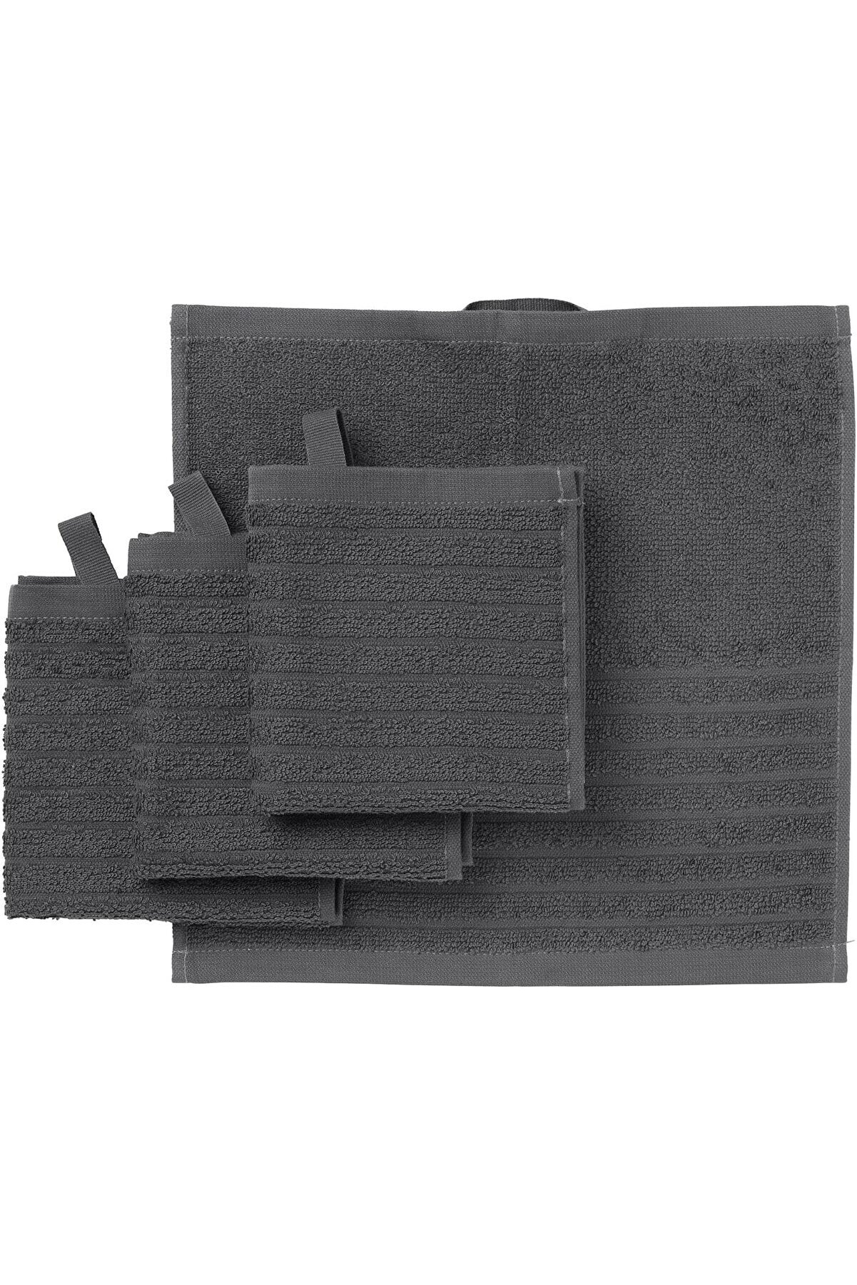 STOREMAX shopverse 4 Adet El Havlusu, Koyu Gri Renk MeridyenDukkan 30x30 cm Pamuk,4 Li El-Kurulama Havlu tren