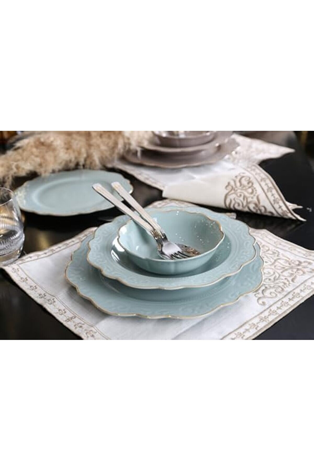 Shopverse Art 24 Parça Yemek Takımı Mi̇nt Trendfli̇ck 1014773