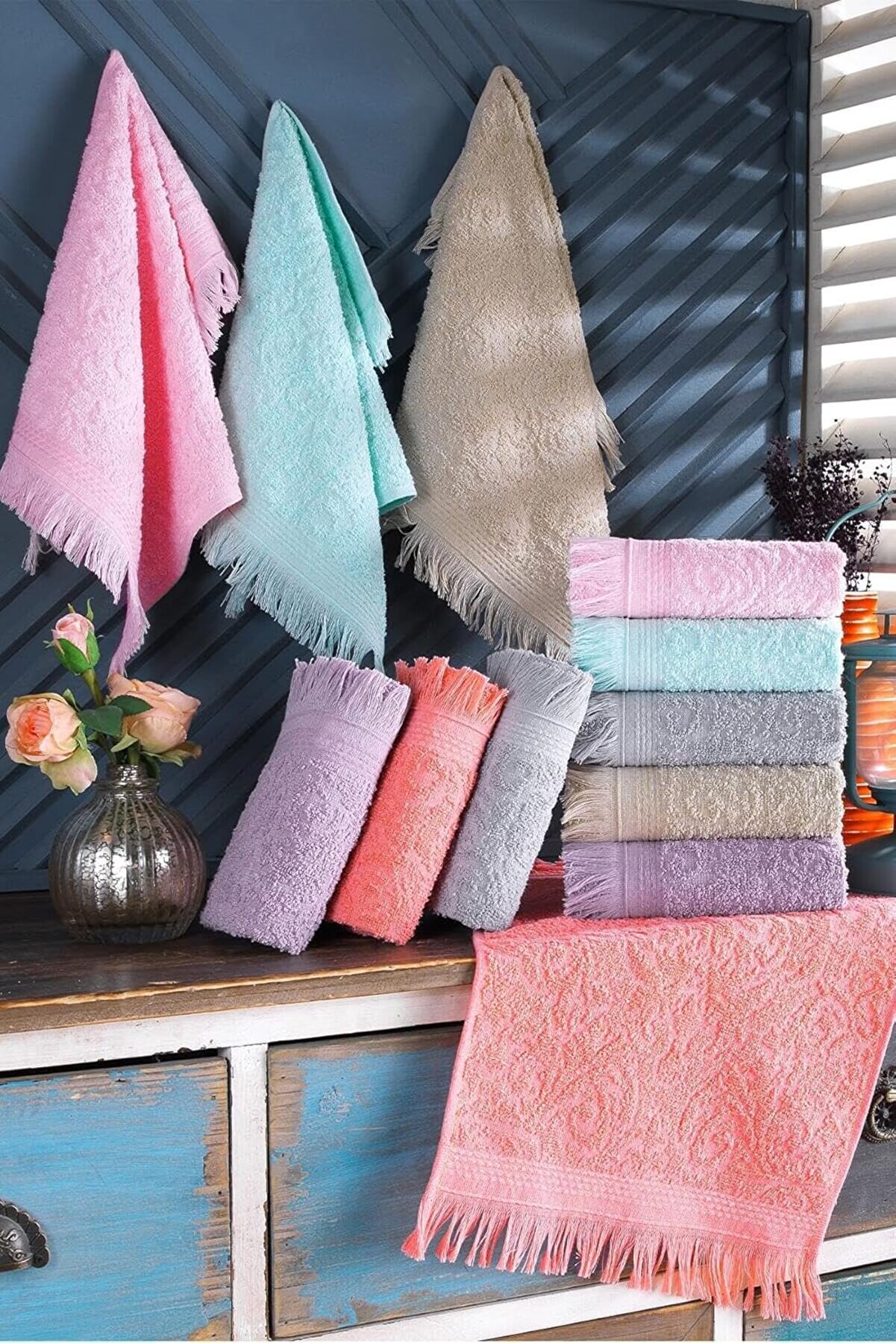 STOREMAX shopverse Tekstil 12'li 30x50 Cm El Ve Y&uuml;z Havlu Seti | Mutfak Havlusu Renkli trendflick 101477