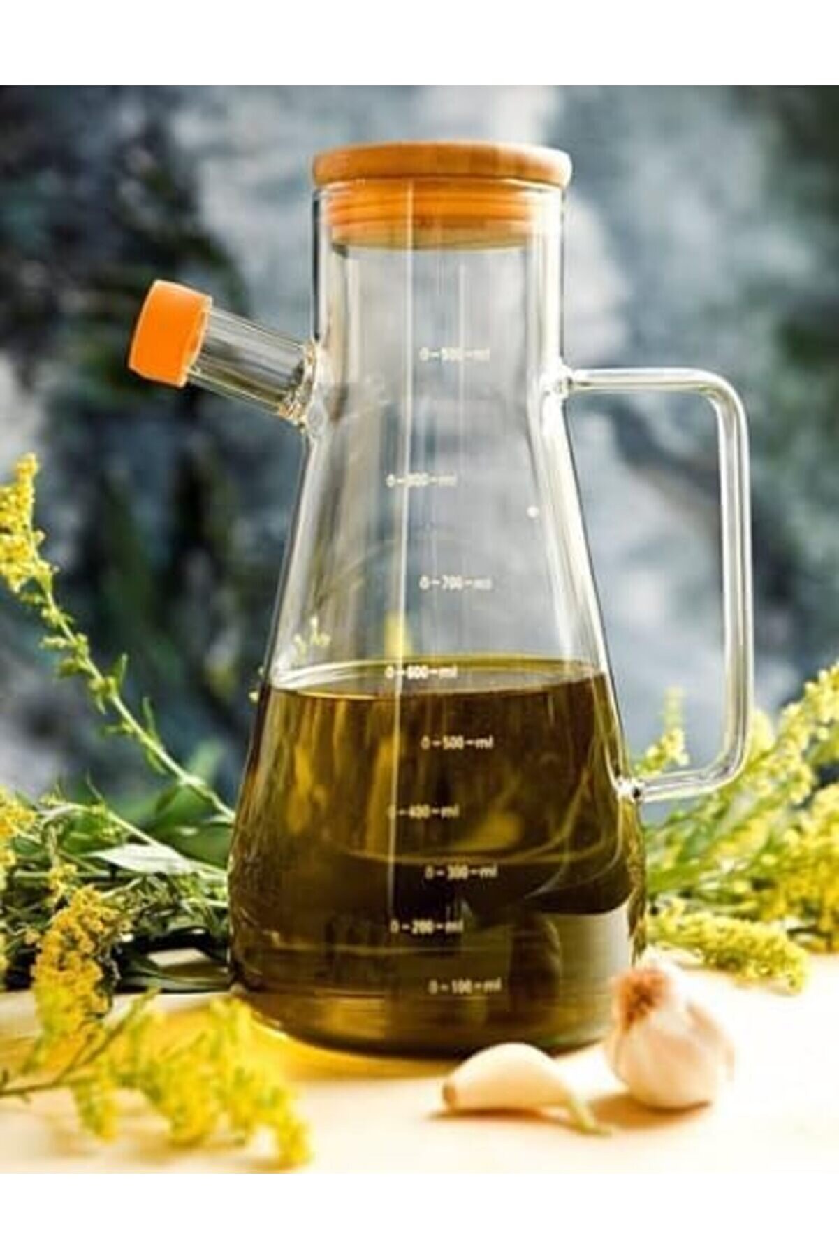 Shopverse Borosi̇li̇kat Cam Chef Model Yağdanlık [Bambu Kapaklı] Trendfli̇ck 1014773