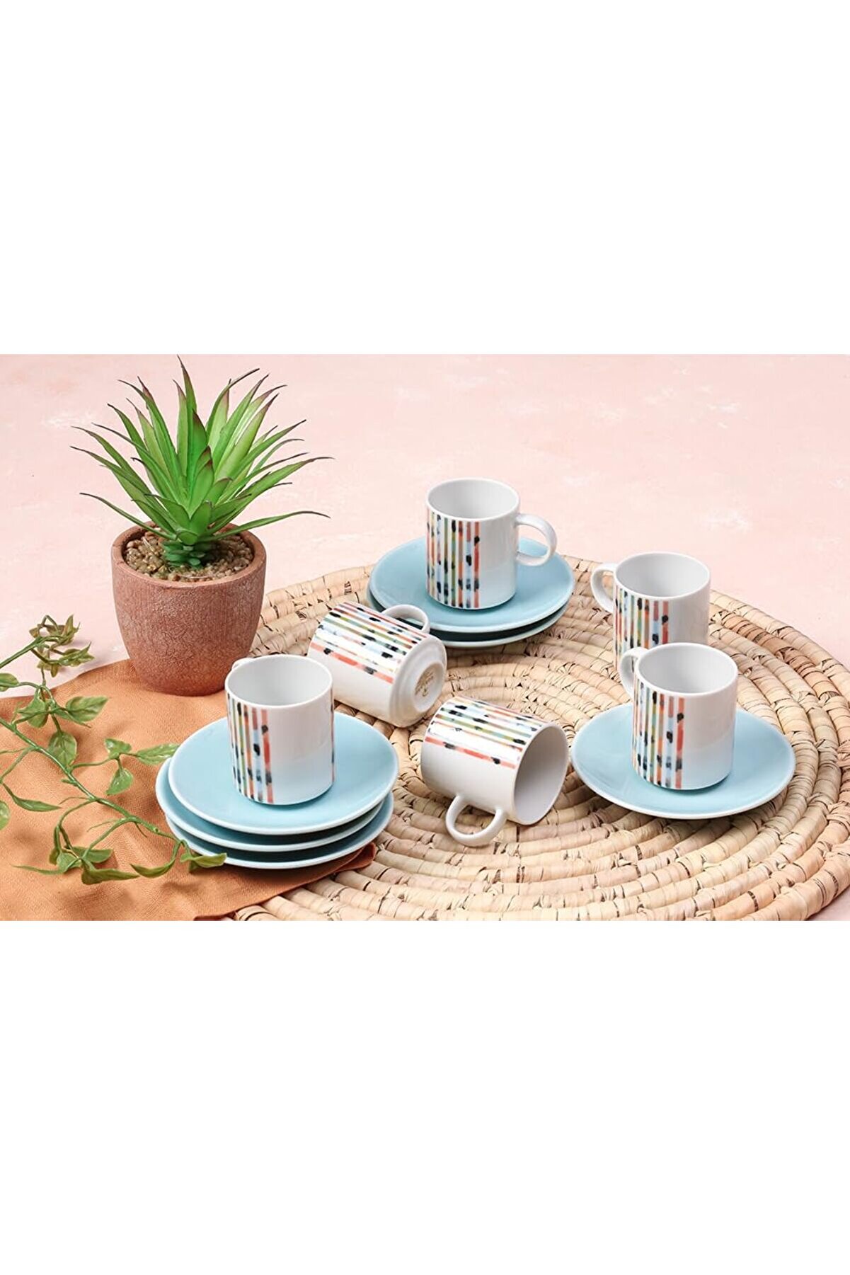 Shopverse Carni̇val Turkuaz 6 Ki̇şi̇li̇k Kahve Takımı 90Cc Trendfli̇ck 1014773