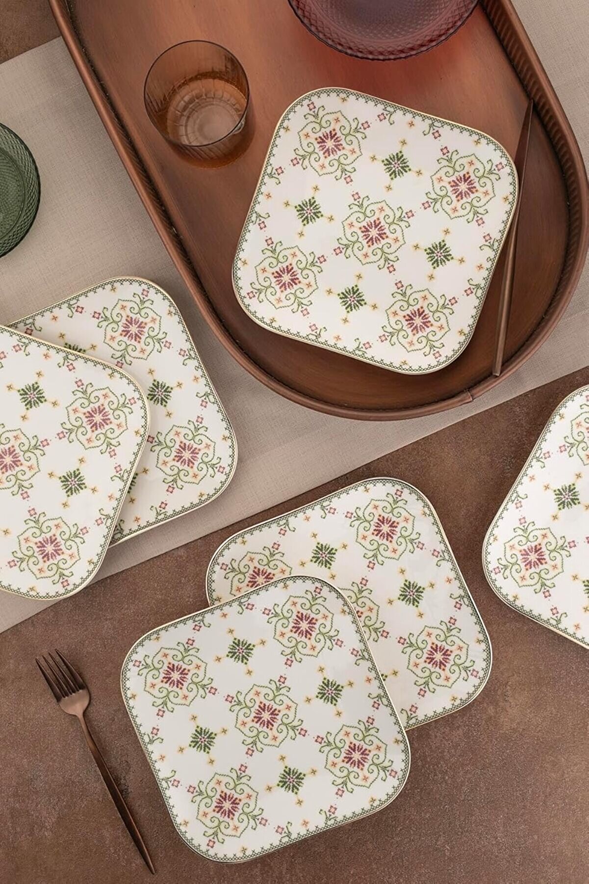 STOREMAX shopverse Minas 6 Parça 20 Santimetre Düz Tabak, Goblen trendflick 1014773