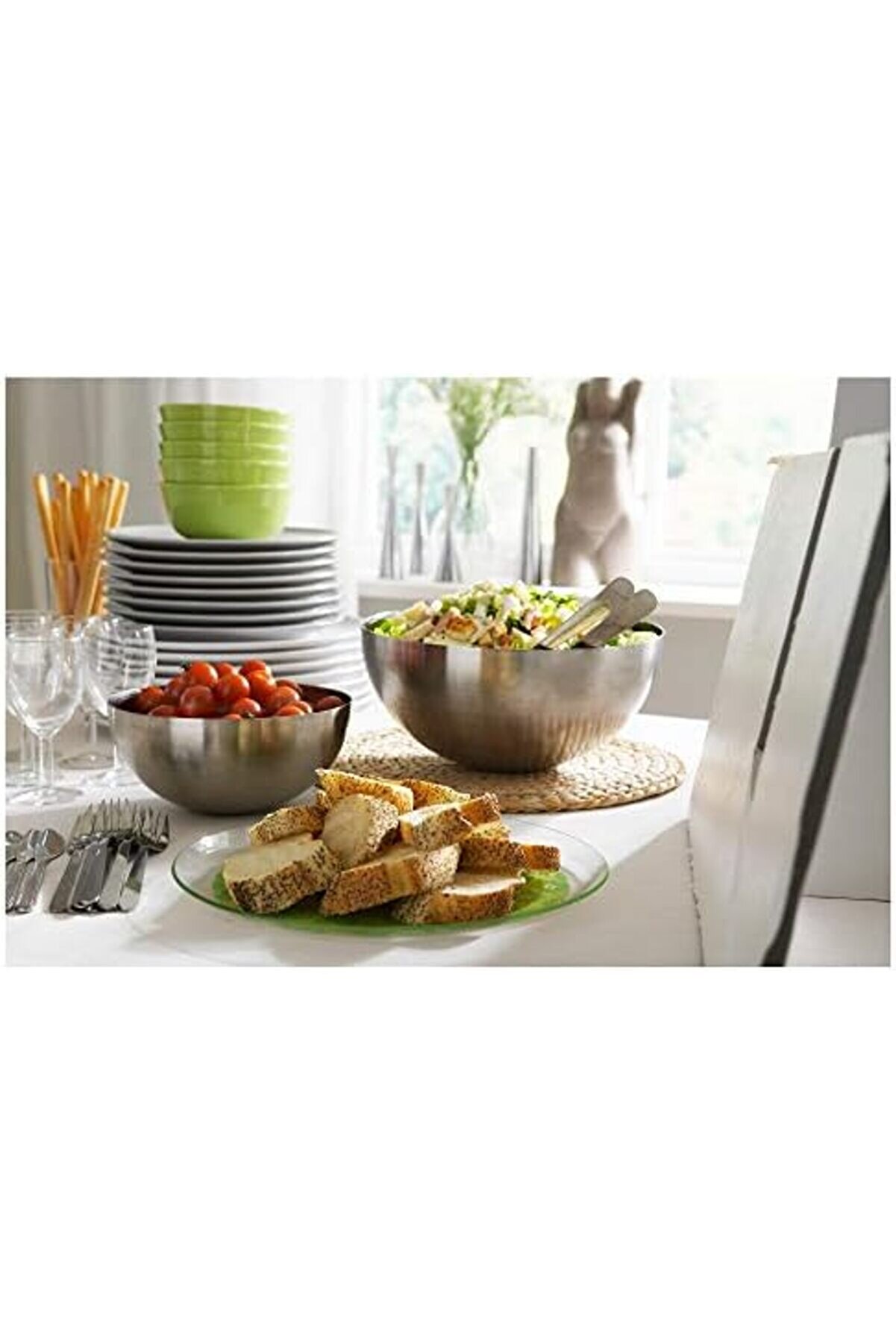 Shopverse Blanda Boş Servi̇s Tabağı, 28 Cm, Paslanmaz Çeli̇k Trendfli̇ck 1014773