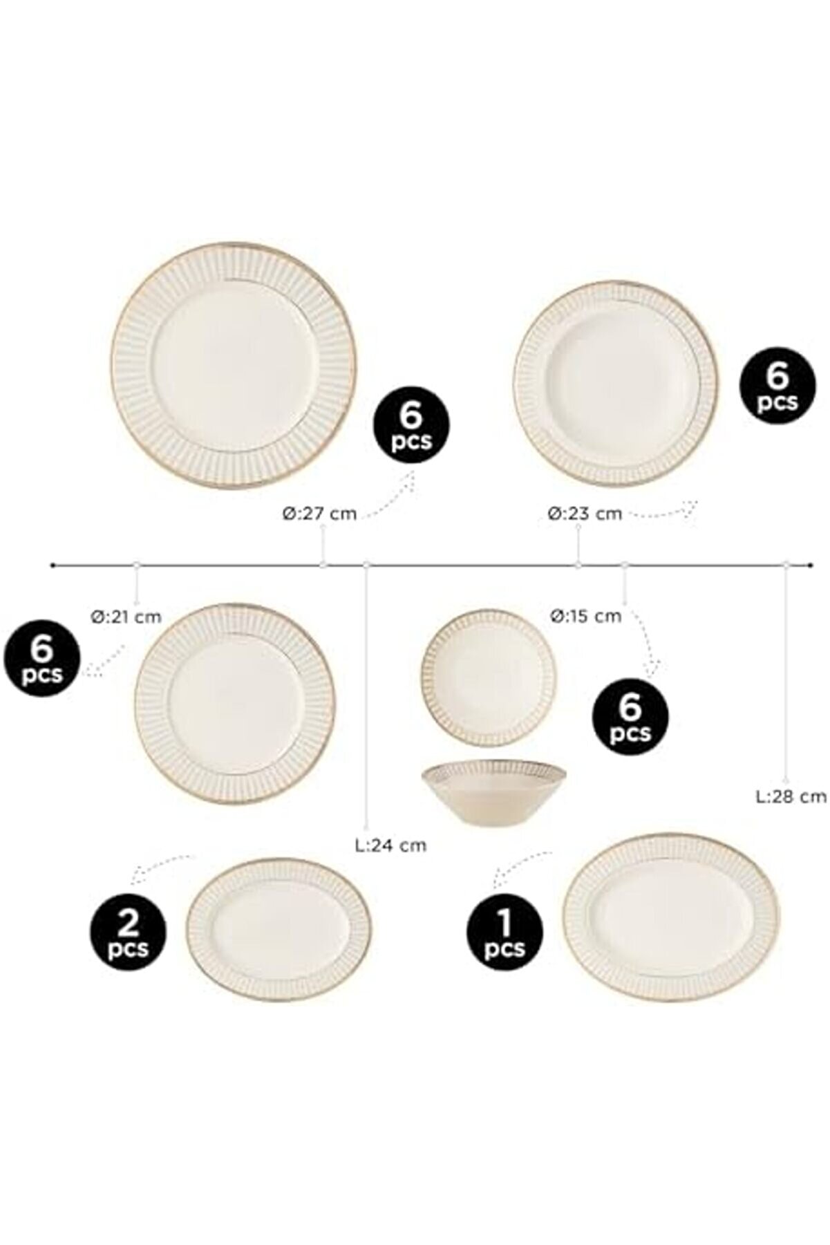 Shopverse 27 Parça 6 Ki̇şi̇li̇k Yemek Takımı Trendfli̇ck 1014773
