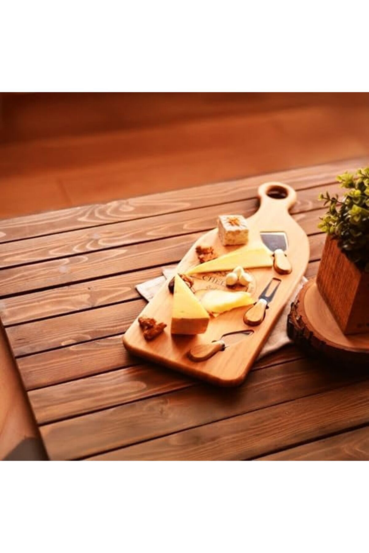 Buyflai̇r Dev Boy Bambu Peyni̇r Sunum Tabağı, Meyve Yi̇yecek Tahta Sunum Tabağı 4 Parça | Ve Şık Bambu