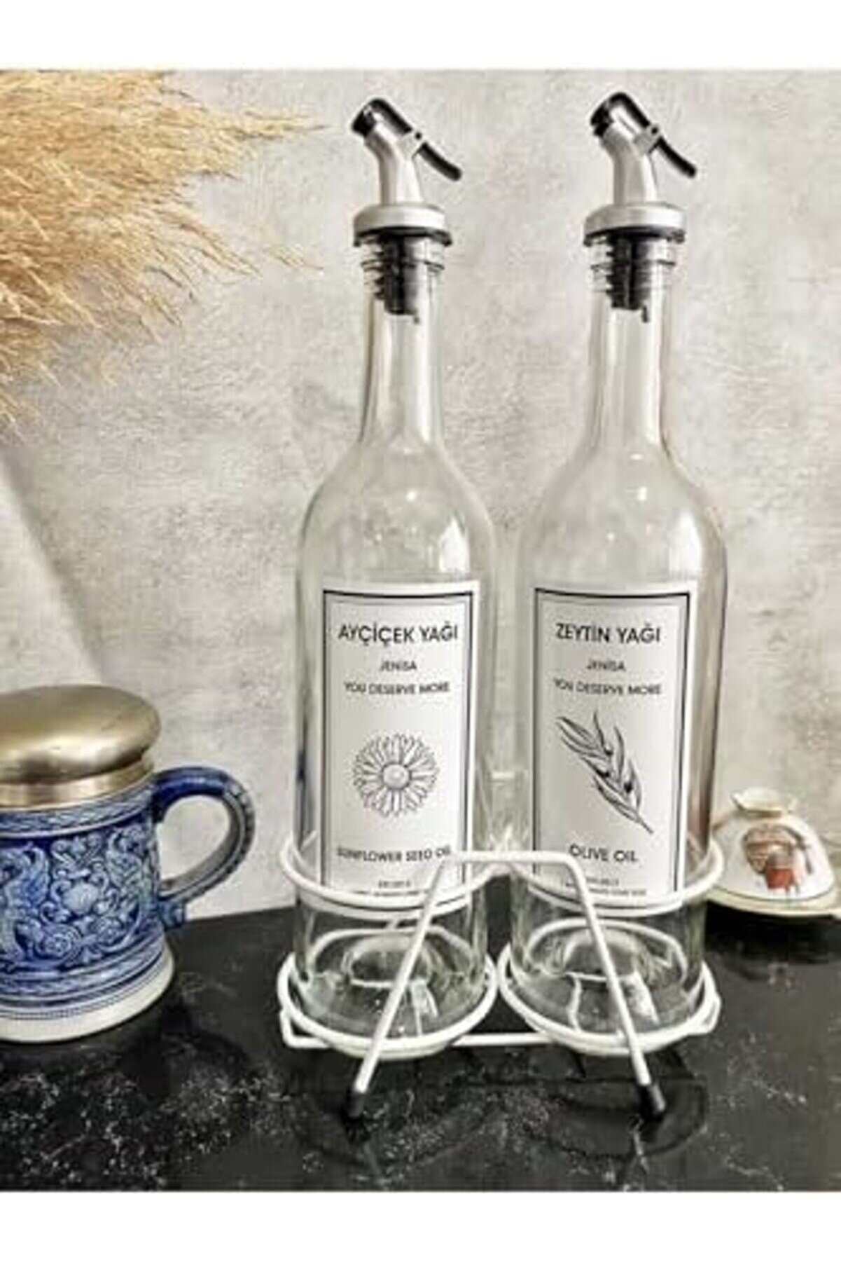 Shopverse Beyaz Akıtıcılı Şeffaf 750 Ml Beyaz Eti̇ketli̇ Yağlık Yağdanlık Trendfli̇ck 1014773