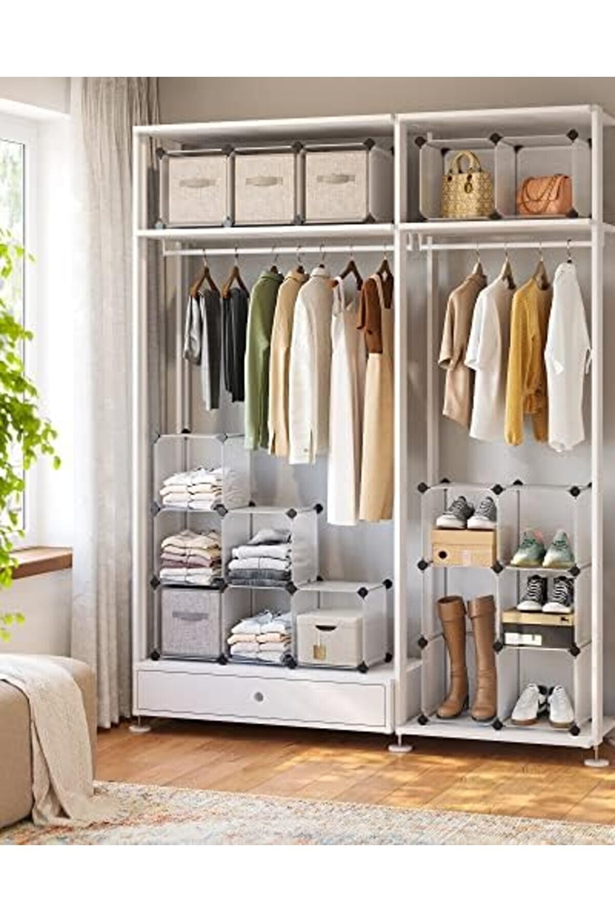 Shopverse Ayakkabı Rafı 15 K&uuml;p, Plasti̇k Raf, 153 X 31 X 153 Cm, Beyaz Lpc44L Trendfli̇ck 1014773