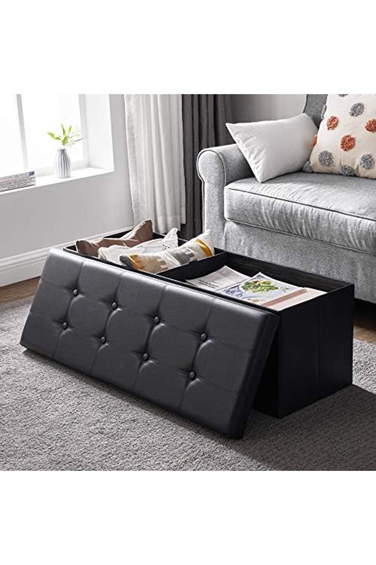 Shopverse Tabure, 120 Li̇tre, Saklama Kutusu, Ayak Taburesi̇, Katlanabi̇li̇r, 300 Kg Taşıma Kapasi̇tesi̇,