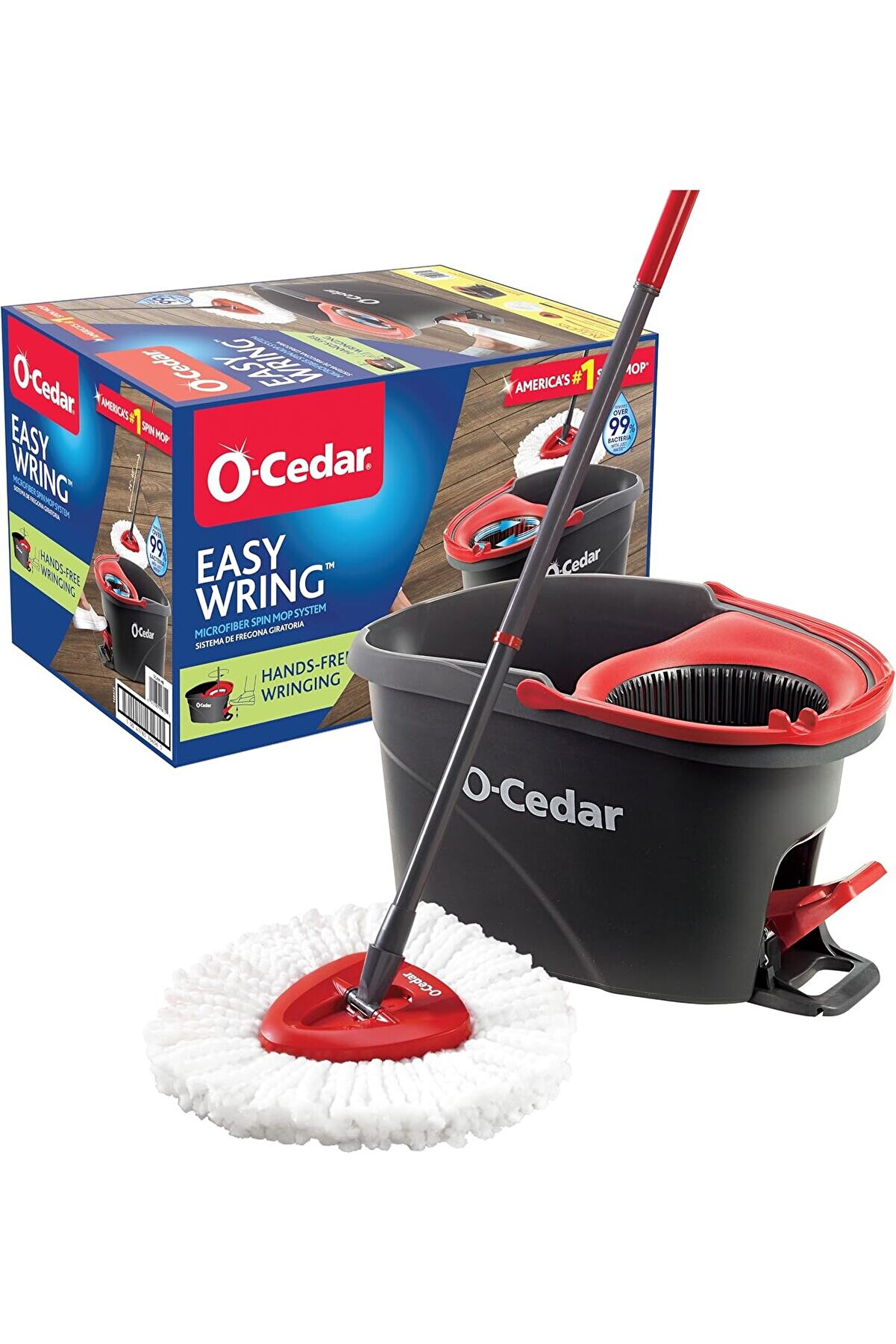 STOREMAX shopverse Mikrofiber Spin Mop, Kovalı Zemin Temizleme Sistemi, Kırmızı, Gri trendflick 1014773