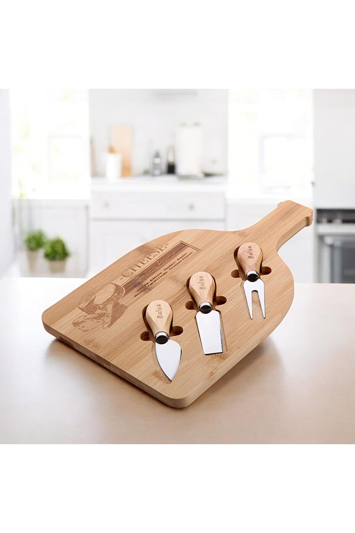 STOREMAX shopverse Bambu Peynir Sunum Tabağı, Meyve Yiyecek Tahta Sunum Tabağı 4 Par&ccedil;a | ve Şık Bambu Peynir