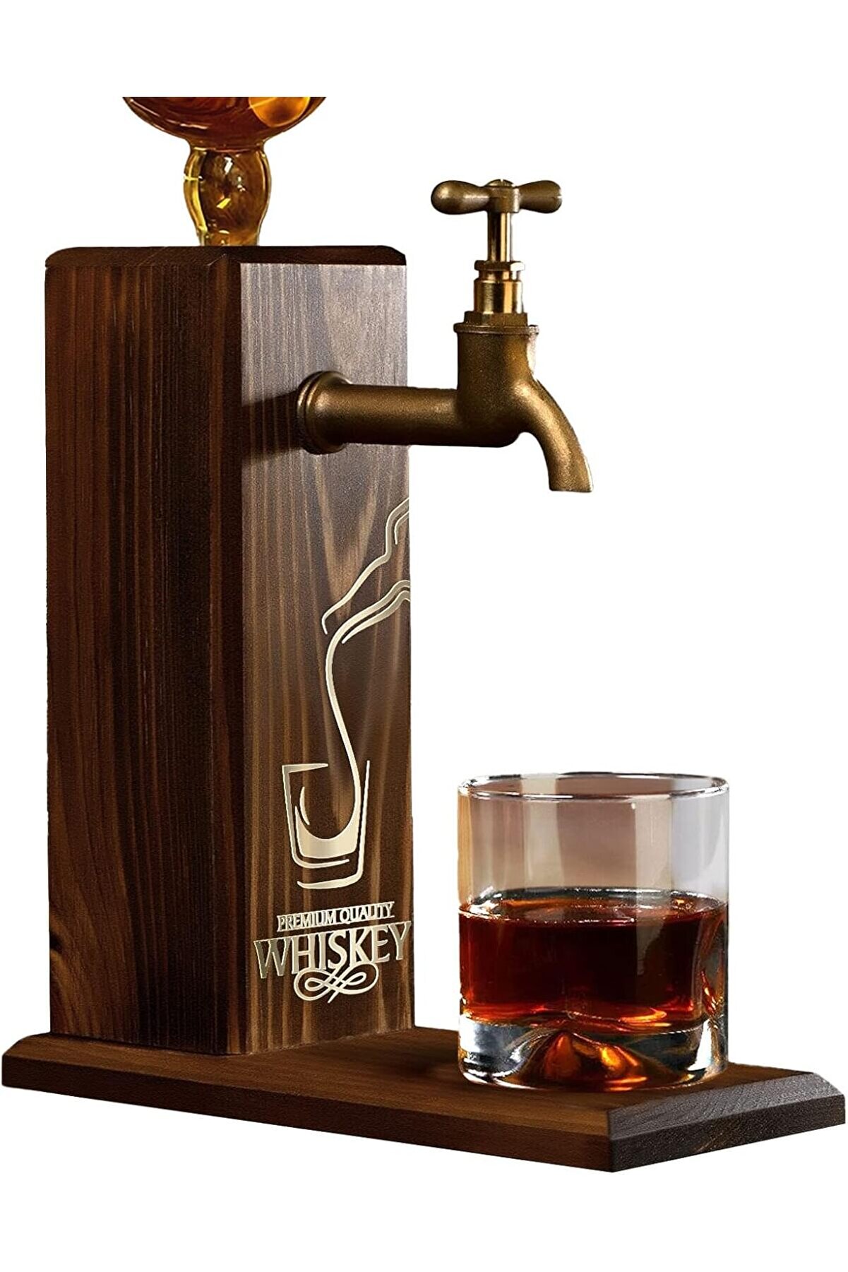 STOREMAX shopverse Özel Viski Baskılı Musluklu Ahşap İçki, İçki Çeşmesi, Doğum Günü Hediyesi, Ev Hediyesi, İç