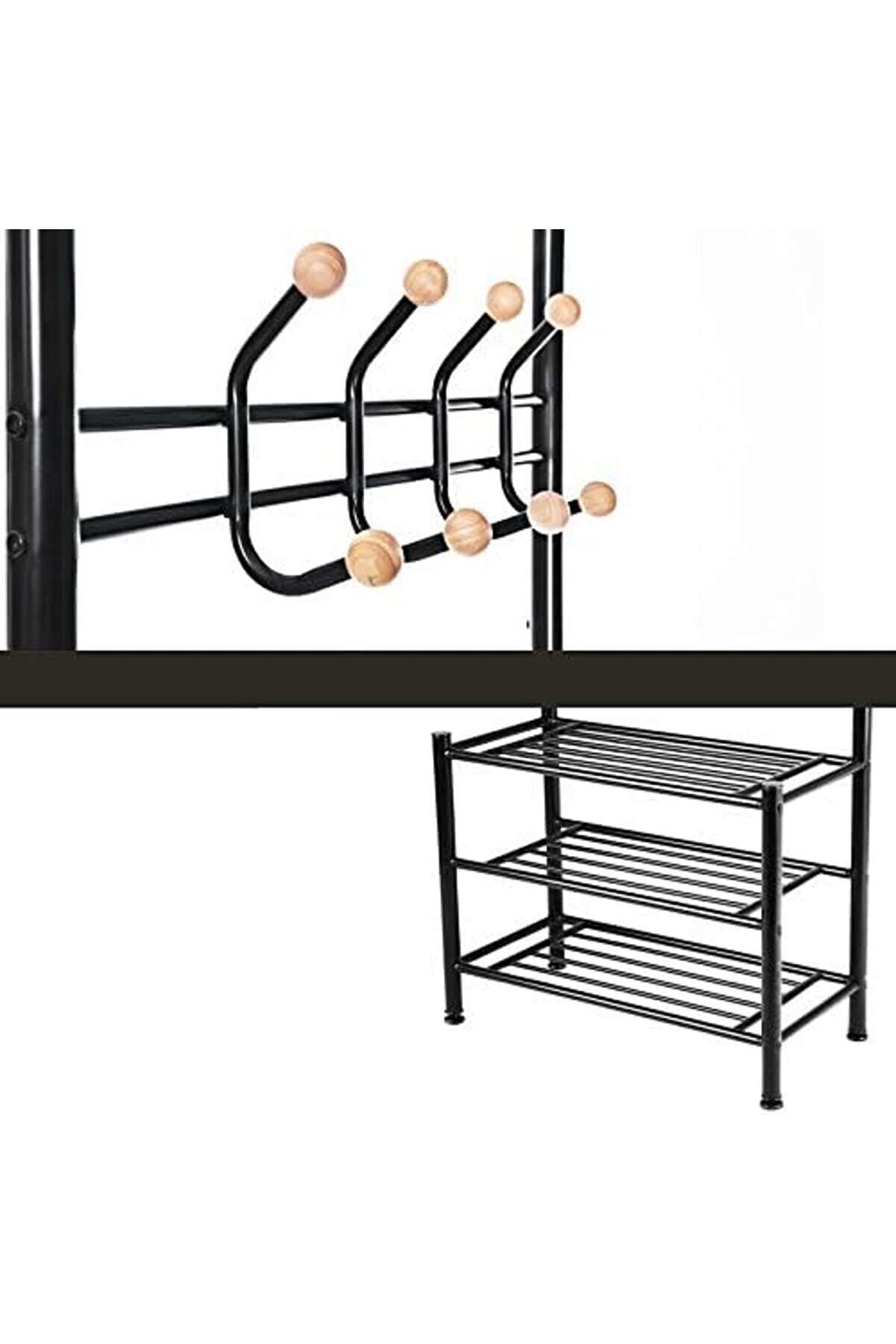 Shopverse Hsr04B, 18 Askılı 3 Ayakkabı Raflı, Metal, Si̇yah, 68,8 X 35,2 X 187 Cm Trendfli̇ck 1014773