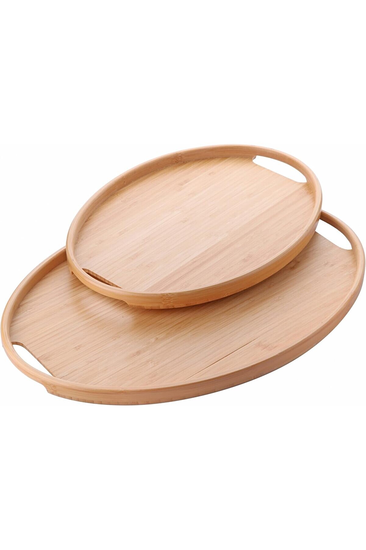 STOREMAX buydash 2'li Bambu Tepsi Seti, Tasarım &Ouml;zel &Uuml;retim Oval 2'li Bambu Tepsi Seti (36 * 26 * 1cm-45 * 31