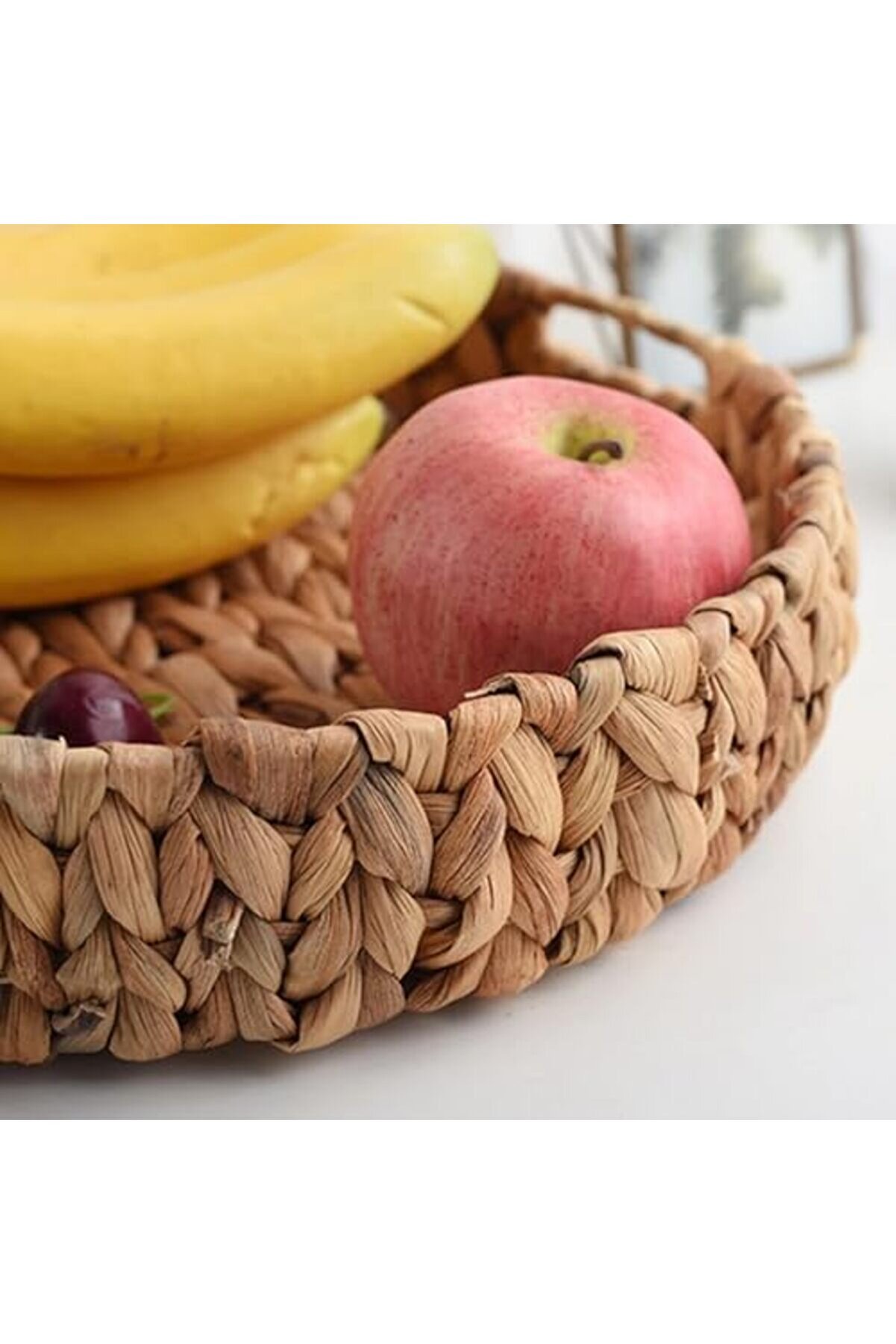 Shopverse 3 L&uuml; El Yapımı Ve Yuvarlak Hasır Tepsi̇ Seti̇, 3 L&uuml; Hasır Yuvarlak Tepsi̇ Seti̇, 3 B