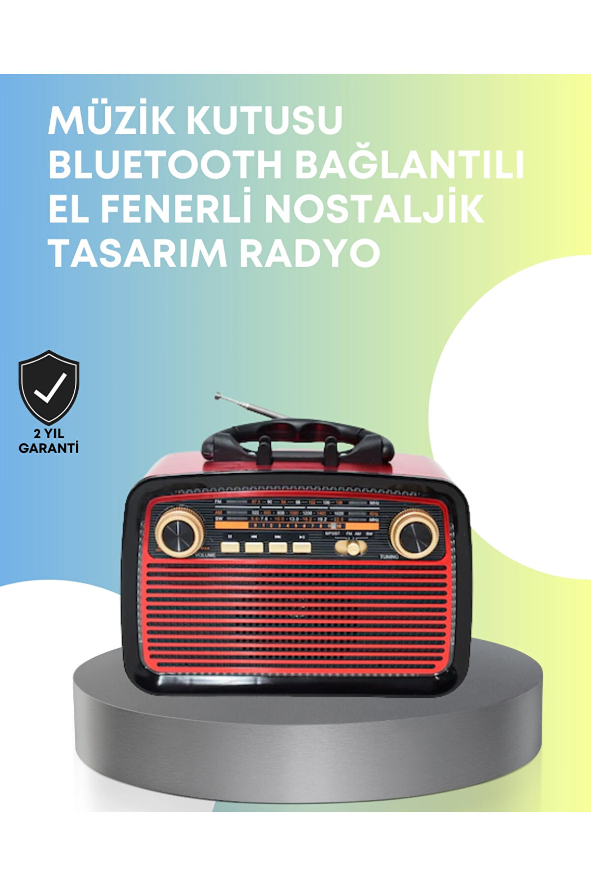 gizmurstore Taşınabilir Bluetooth Hoparlör – Modern Teknoloji ile Nostaljik Radyo Deneyimi, FM/AM Fonksiyonu