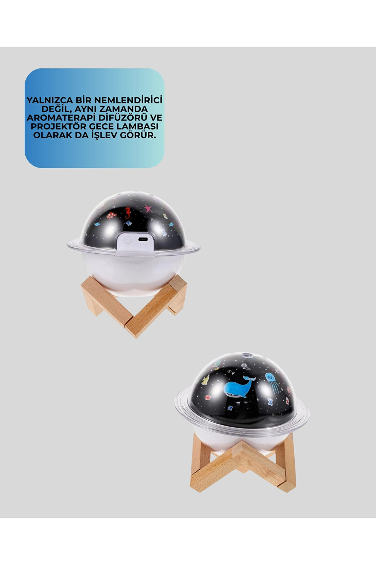 Projektör Işıklı, Aromaterapi̇ Uyumlu Mi̇ni̇ Masaüstü Hava Nemlendi̇ri̇ci̇ Ci̇haz
