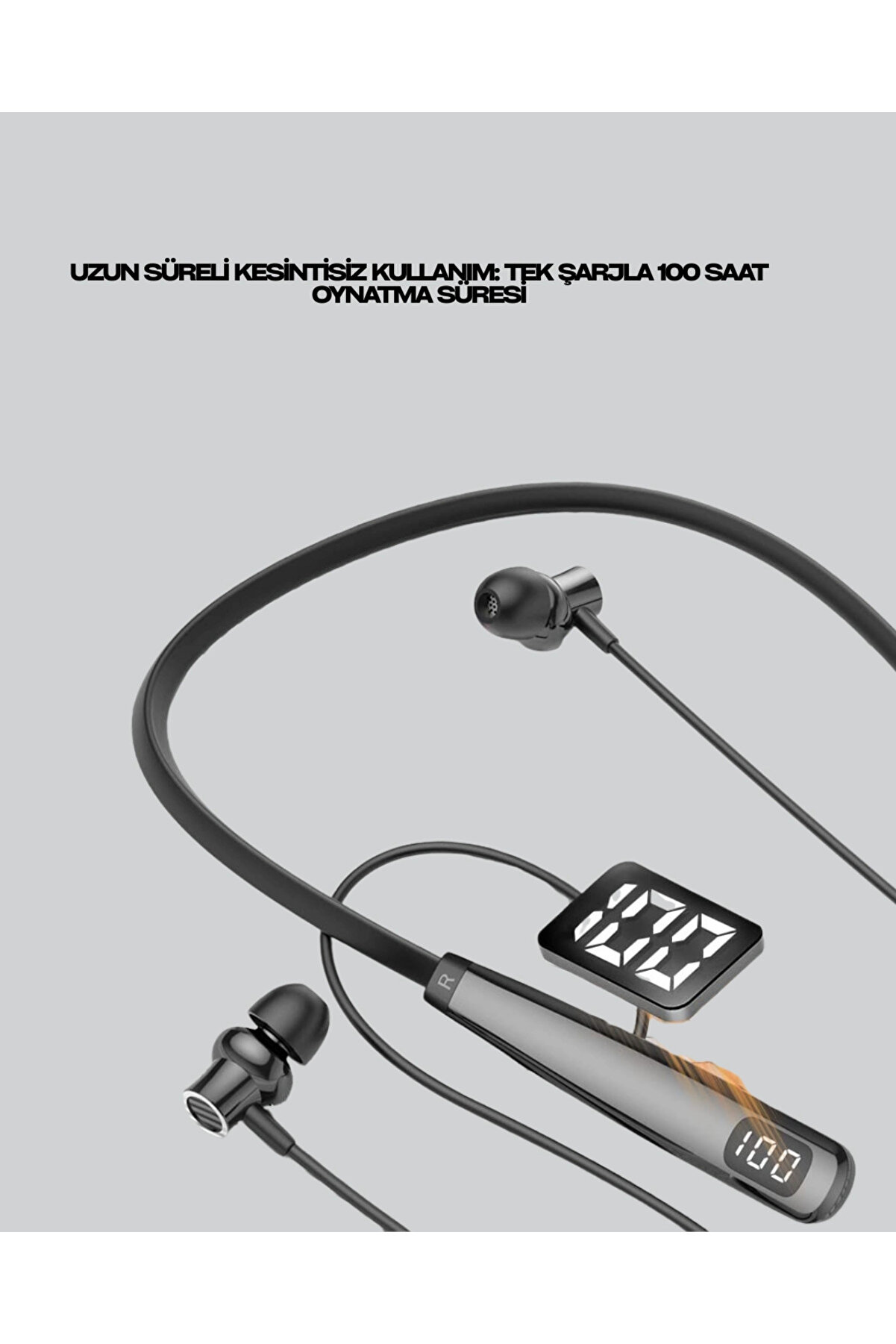 Boyun Askılı Kablosuz Bluetooth Kulaklık – Akti̇f Gürültü Önleme, Lcd Ekranlı