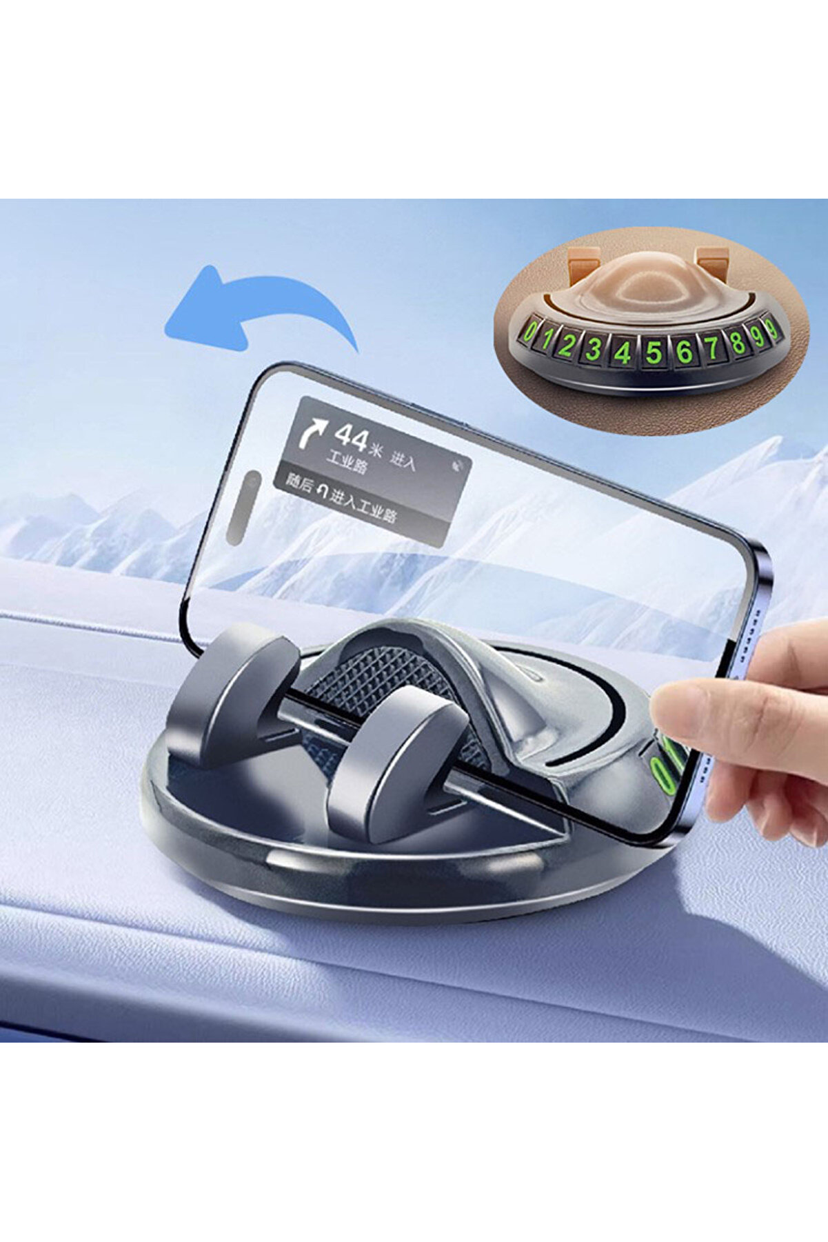 Go İthalat 360&deg; D&ouml;nebi̇len Yapışkanlı Numarat&ouml;rl&uuml; Ara&ccedil; Telefon Tutucu (4457)