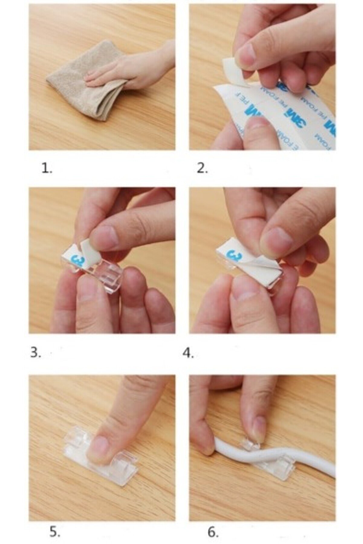 Go İthalat 20 Li̇ Yapışkanlı Kablo Sabi̇tleyi̇ci̇ Şeffaf Kli̇ps (5258)