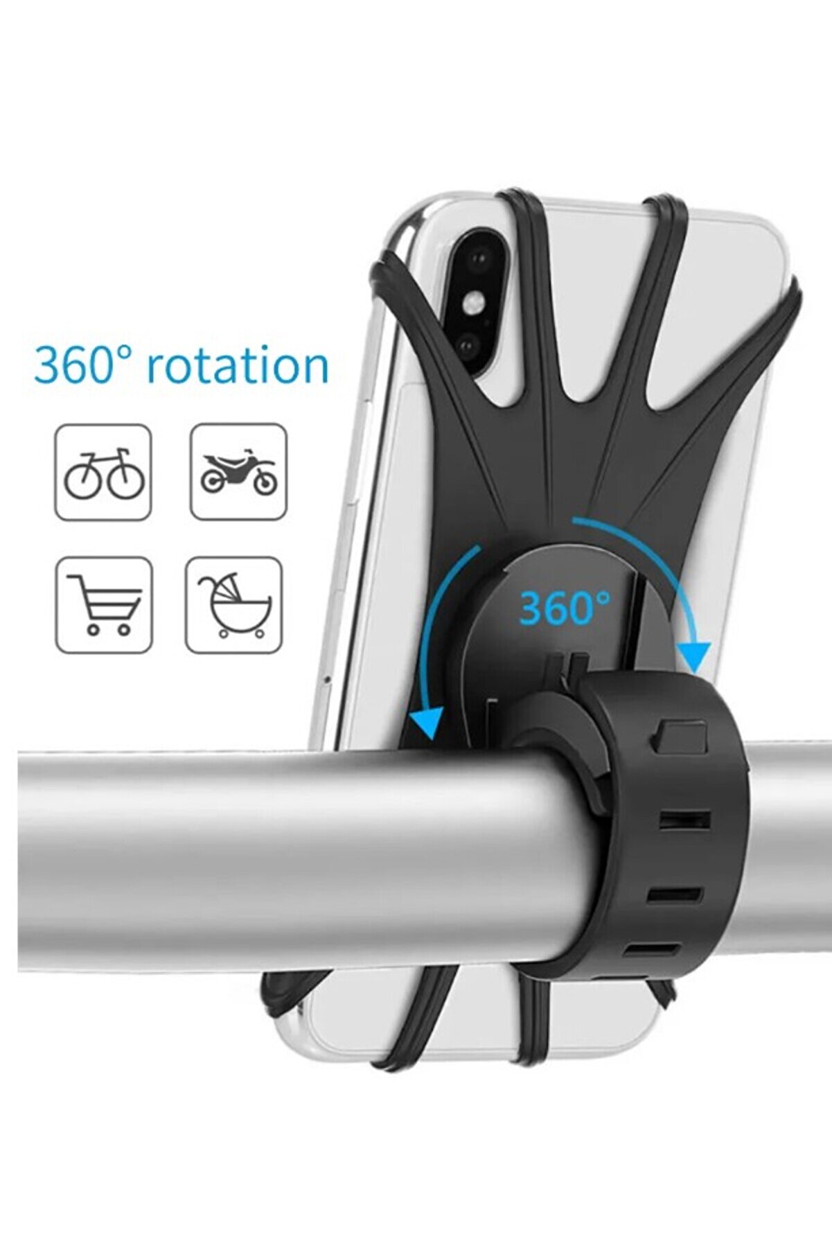 Go İthalat Esnek Si̇li̇kon &Ouml;r&uuml;mcek Bi̇si̇klet Telefon Tutucu (4457)