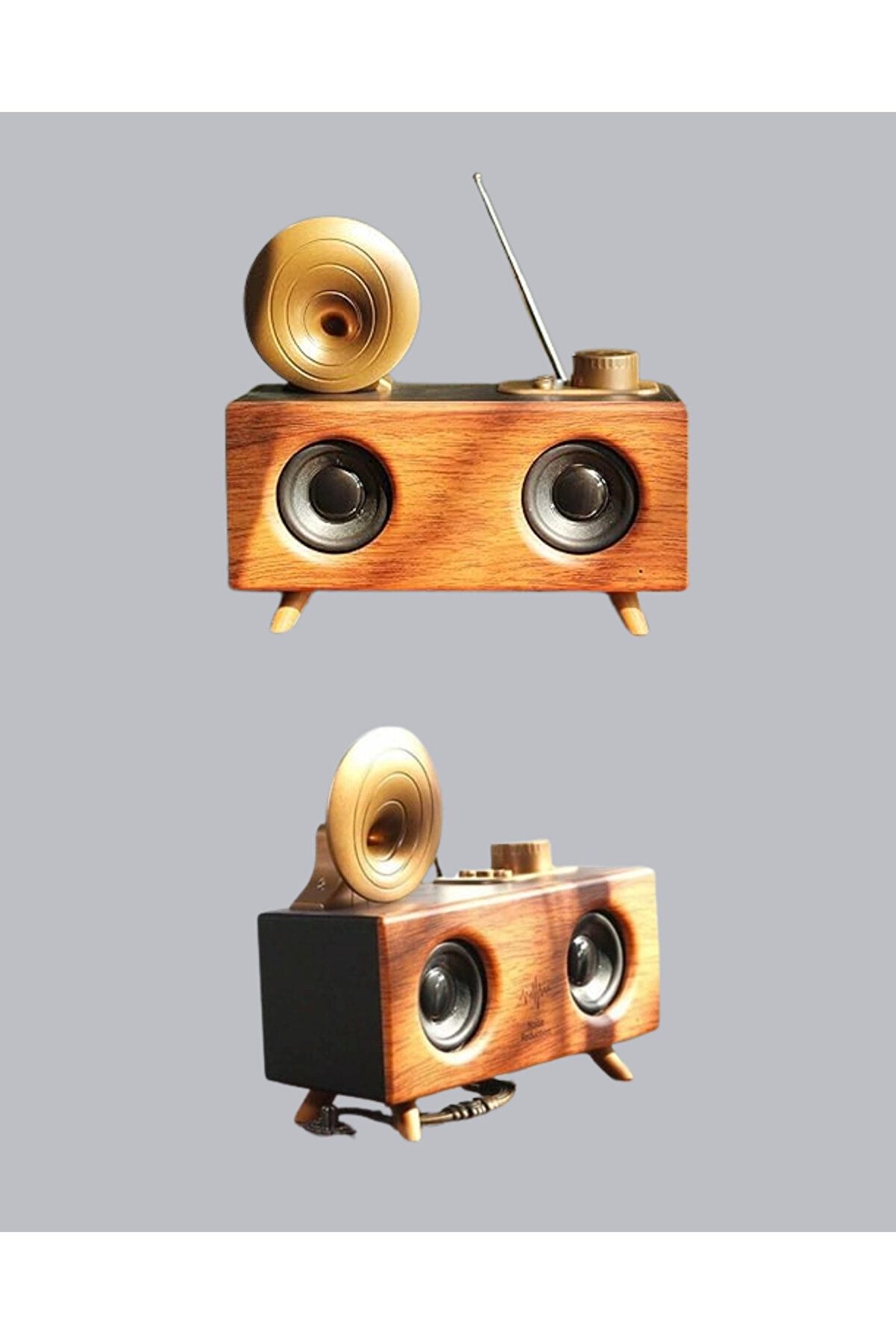 Çi̇ft Hoparlörlü Bluetooth Gramofon Speaker – Fm Radyo, Usb, Sd Kart Ve Aux Gi̇ri̇şli̇