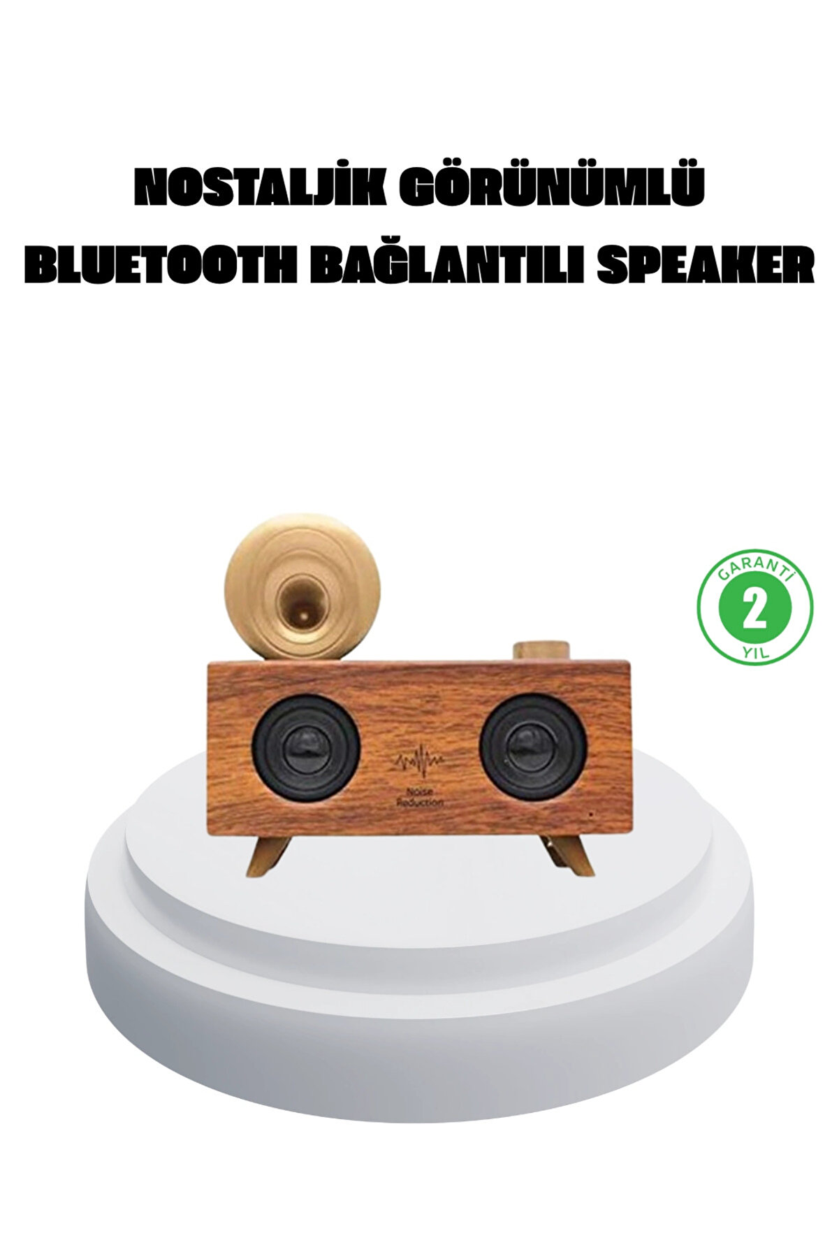 gizmurstore Çift Hoparlörlü Bluetooth Gramofon Speaker – FM Radyo, USB, SD Kart ve AUX Girişli