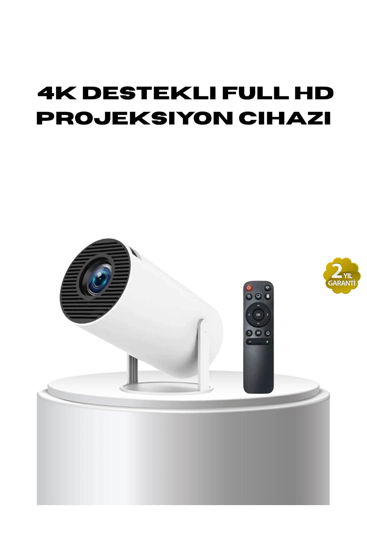 gizmurstore 4K Destekli Full HD Projeksiyon Cihazı – 130 inç Geniş Ekran, WiFi ve HDMI Bağlantılı