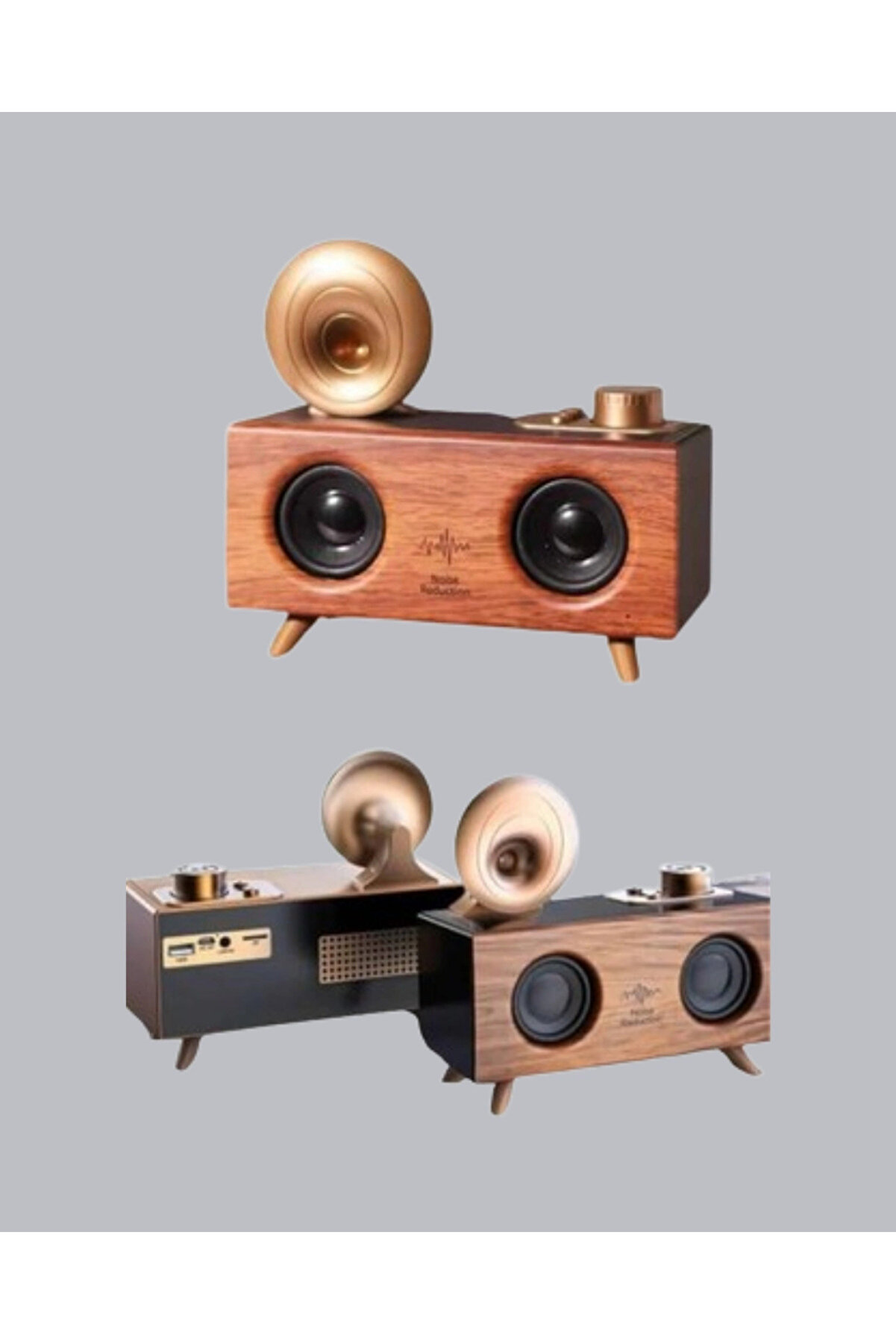 Nostalji̇k Gramofon Bluetooth Hoparlör – Fm Radyo + Usb + Sd Kart Destekli̇