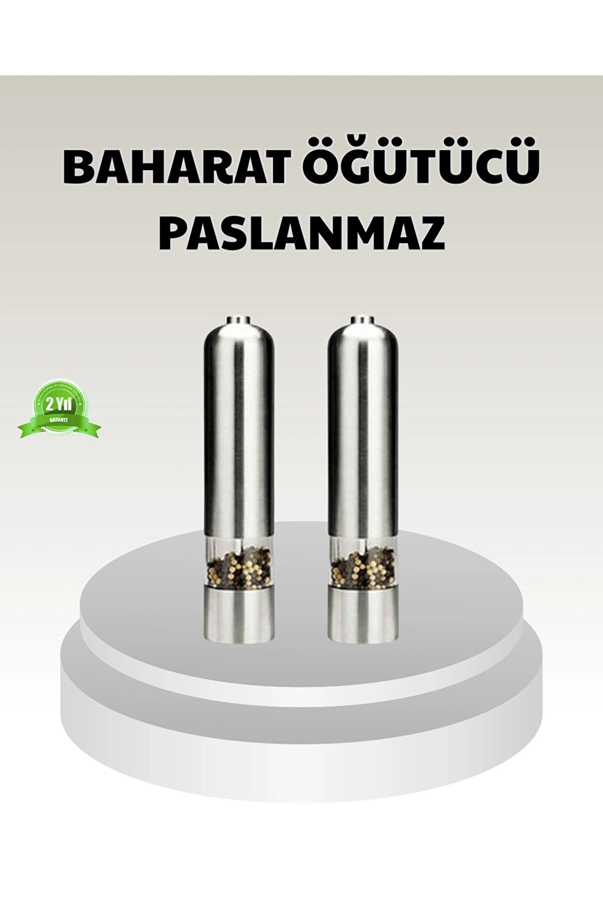 gizmurstore Elektrikli Tuz Karabiber Değirmeni &ndash; &Ccedil;iftli Set, Paslanmaz G&ouml;vde, LED Işıklı ve Ayarlanabilir &Ouml;ğ&uuml;tme