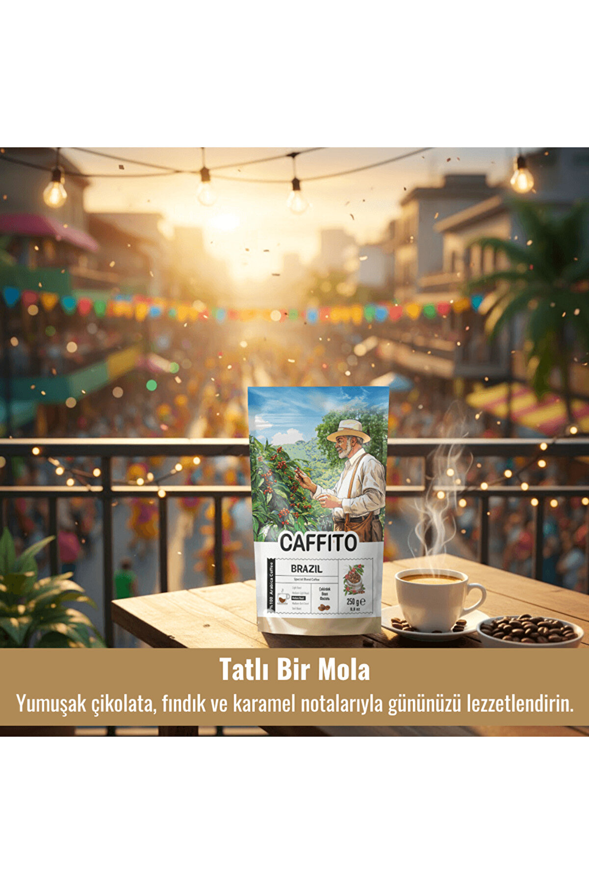 Beta Caffi̇to Caffi̇to Brezi̇lya Fi̇ne Cup Santos - Yöresel Çeki̇rdek Kahve 250 G